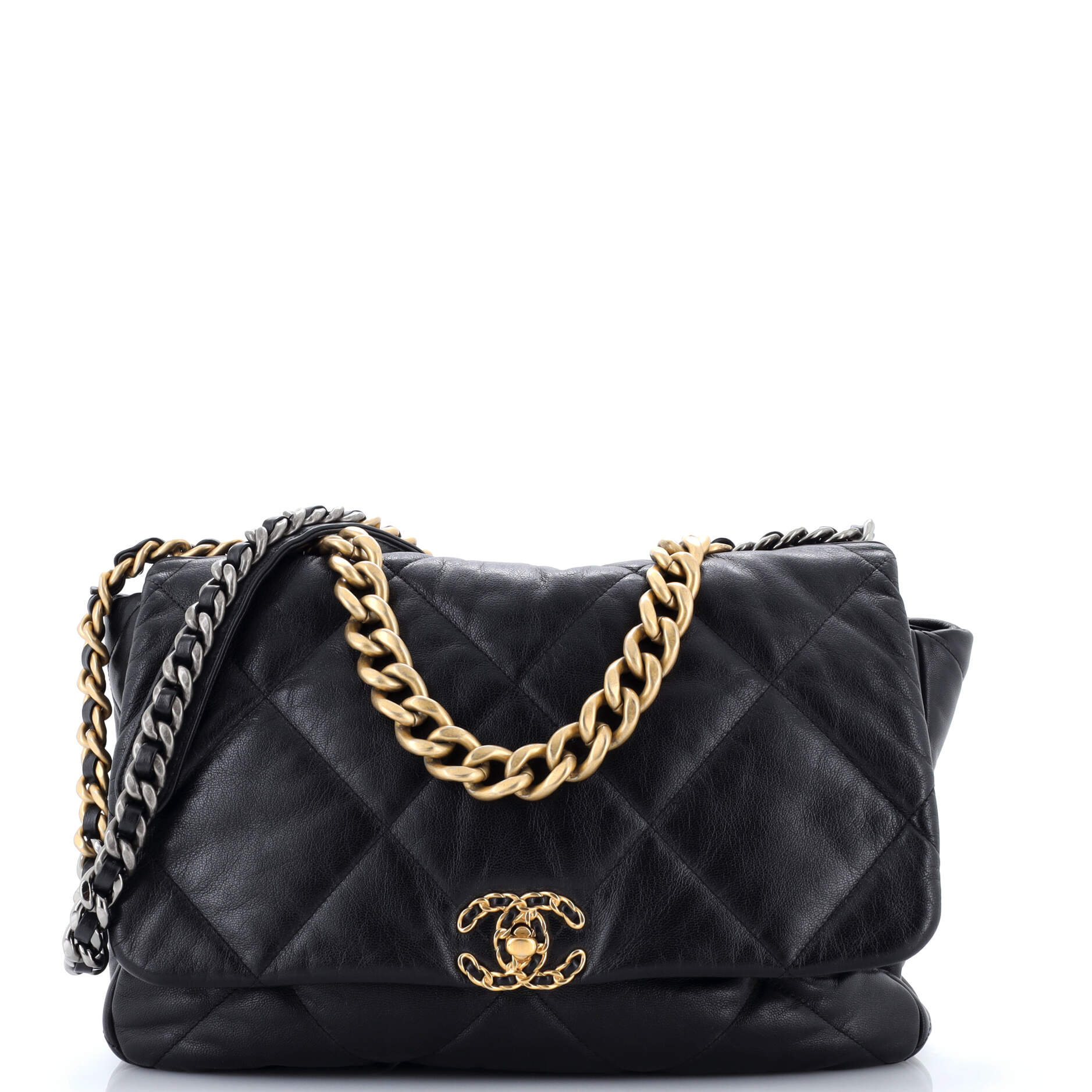 19 Flap Bag Quilted Leather Maxi