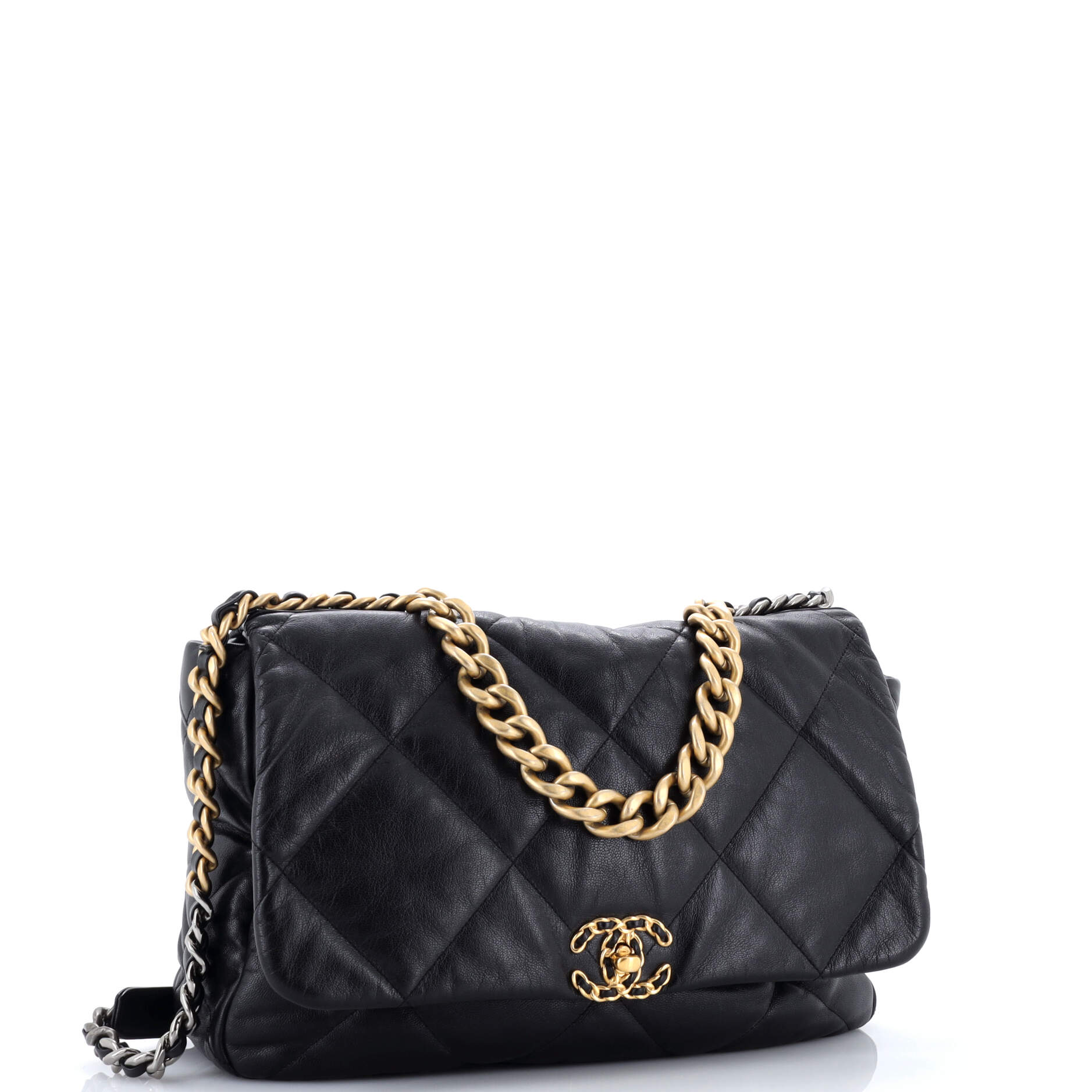 19 Flap Bag Quilted Leather Maxi