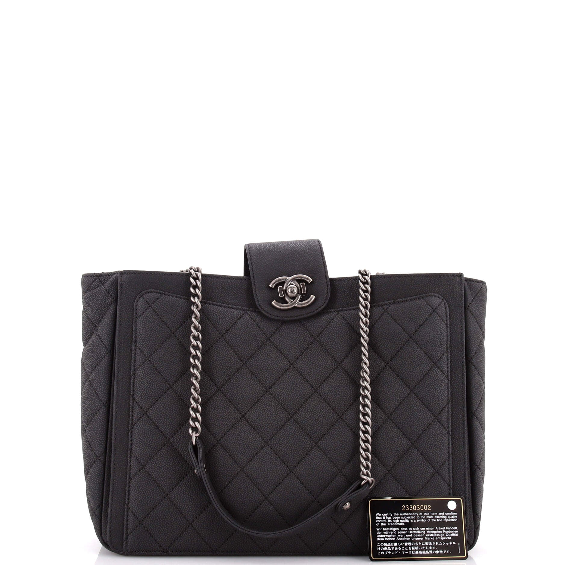 Turn Around Ligne Tote Quilted Washed Caviar Medium