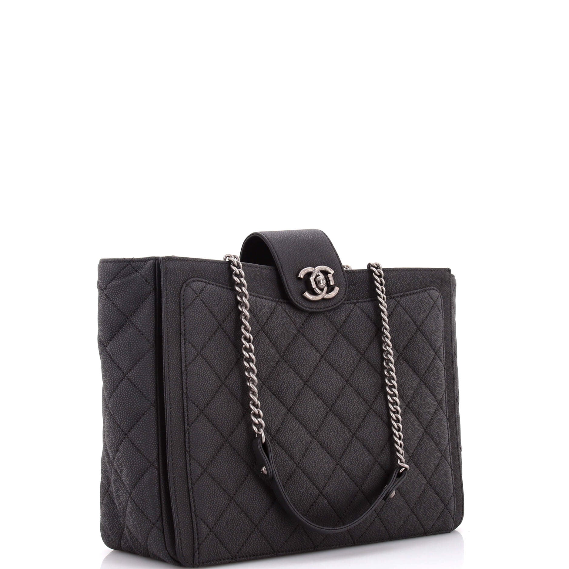 Turn Around Ligne Tote Quilted Washed Caviar Medium