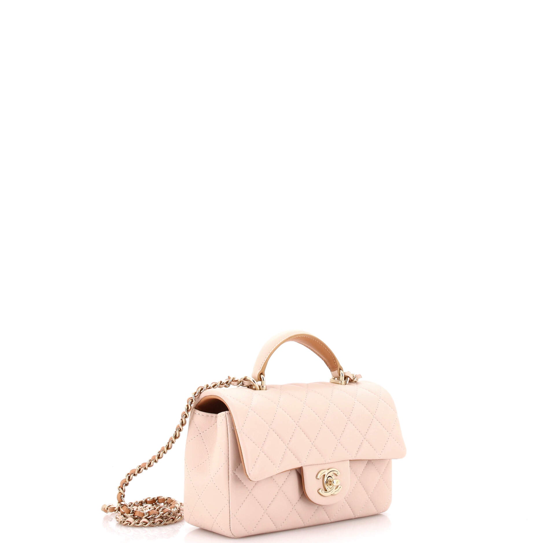 Classic Single Flap Top Handle Bag Quilted Lambskin Mini
