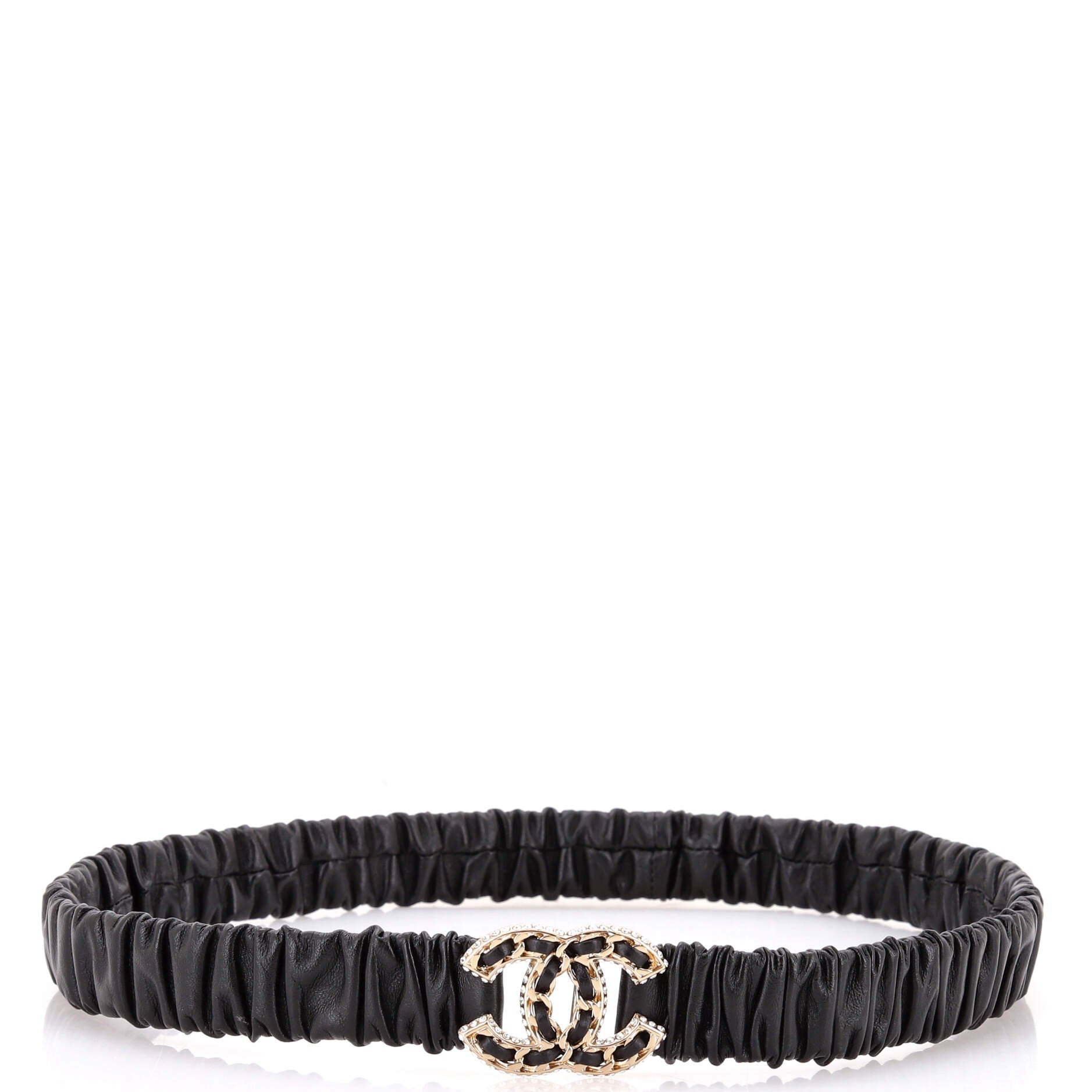 CC Elastic Belt Leather with Metal and Crystals