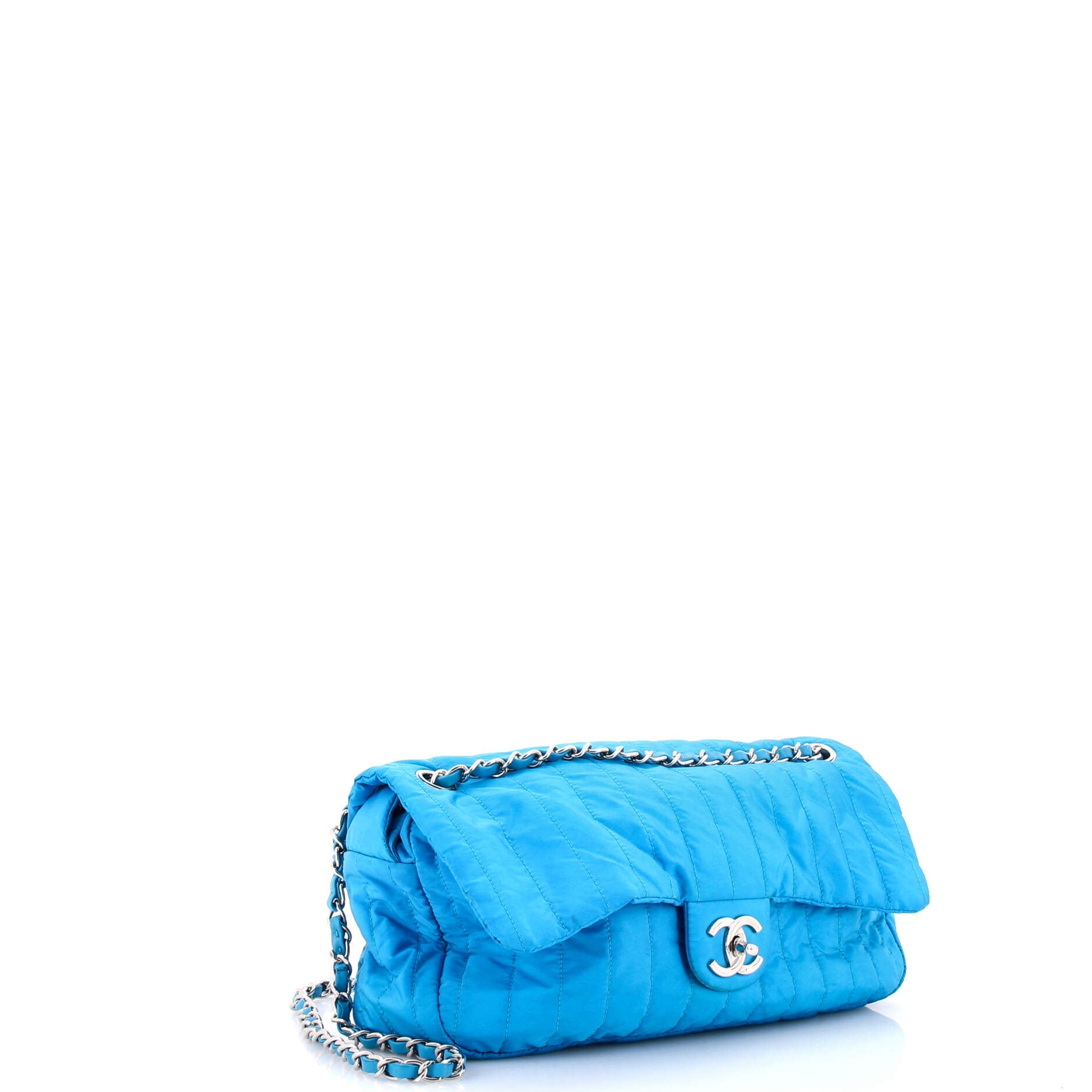 Soft Shell Flap Bag Vertical Quilted Nylon Jumbo