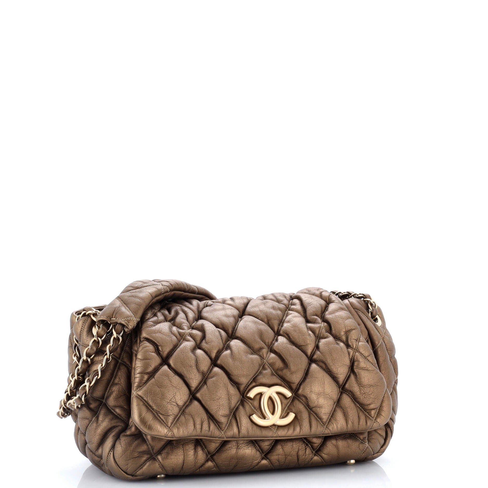 Bubble Accordion Flap Bag Quilted Lambskin Medium