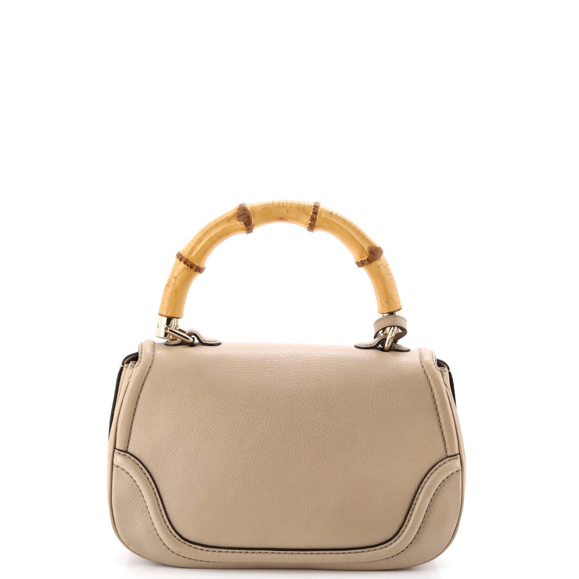New Convertible Bamboo Top Handle Bag Leather Medium