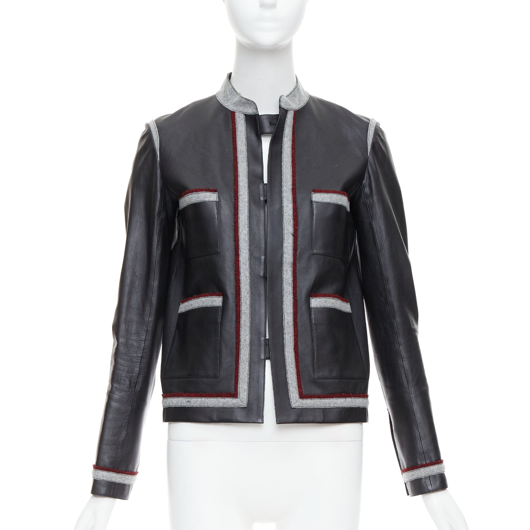 Women's Chanel paris shanghai leather trim 4 pocket jacket