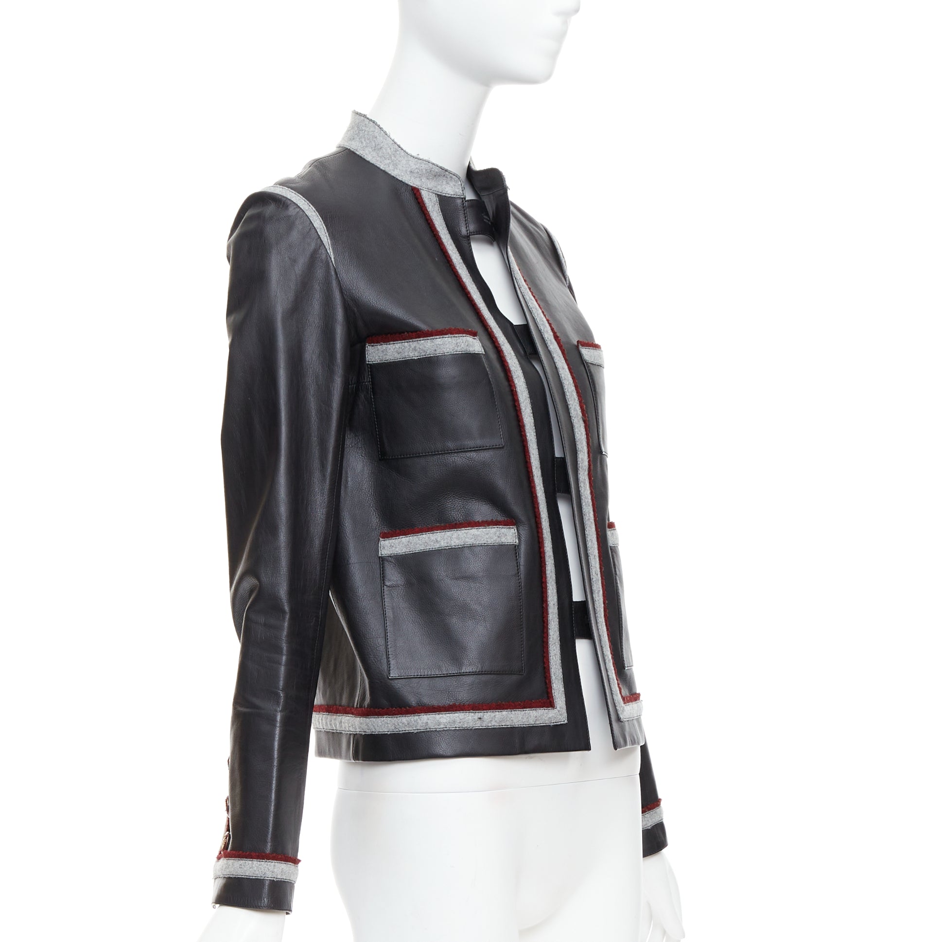 Women's Chanel paris shanghai leather trim 4 pocket jacket