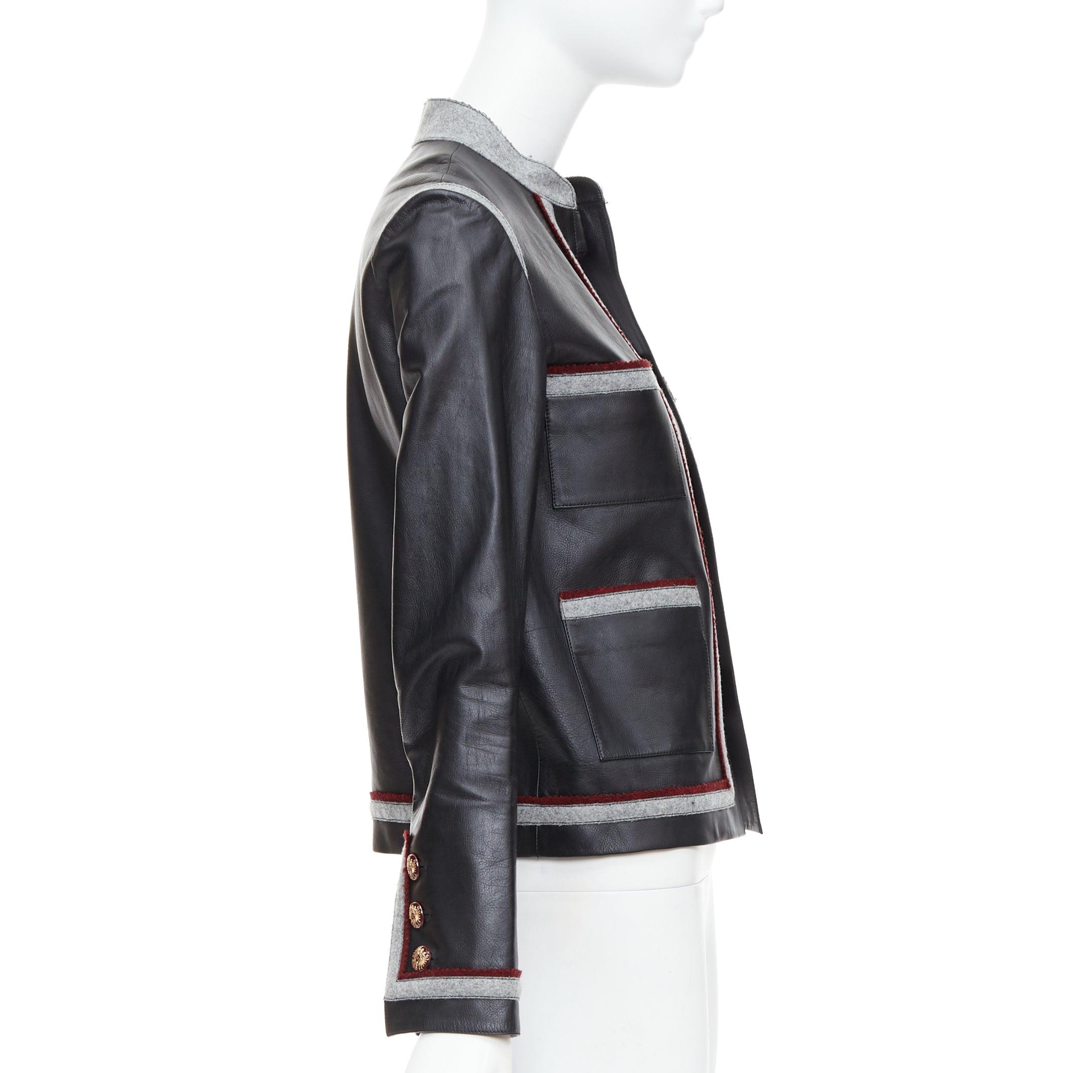 Women's Chanel paris shanghai leather trim 4 pocket jacket