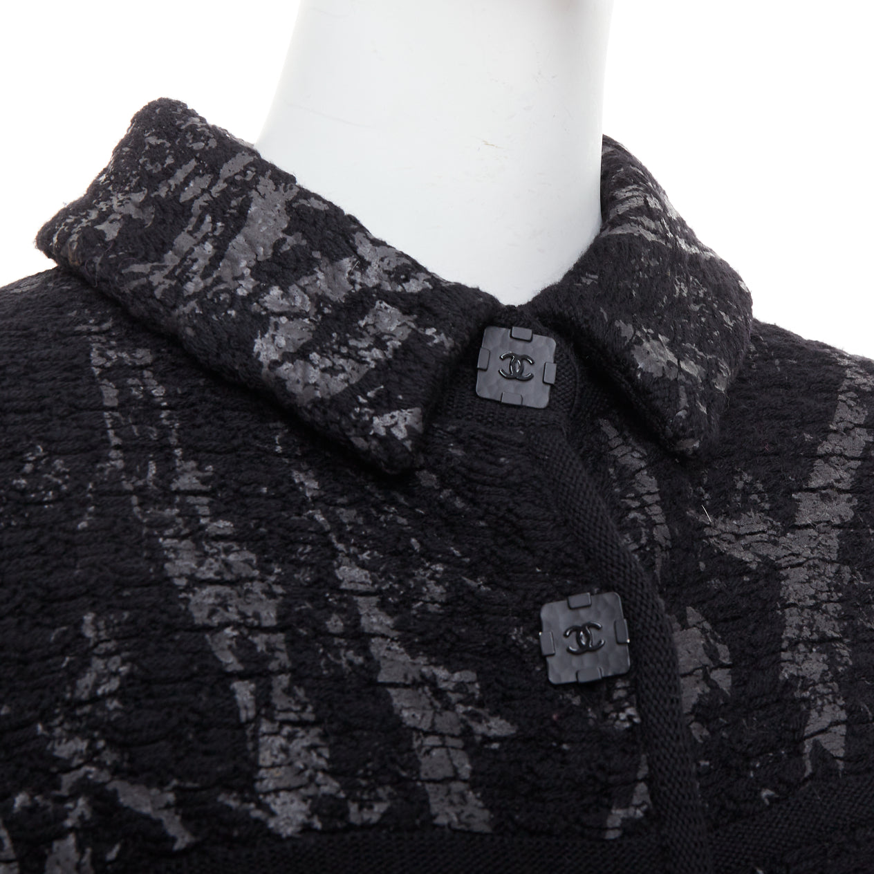 Women's Chanel painted tweed cc square buttons peplum coat