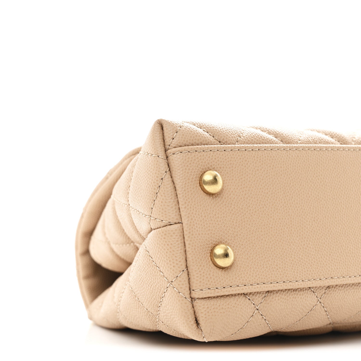 Caviar Lizard Embossed Quilted Mini Coco Handle Flap Beige