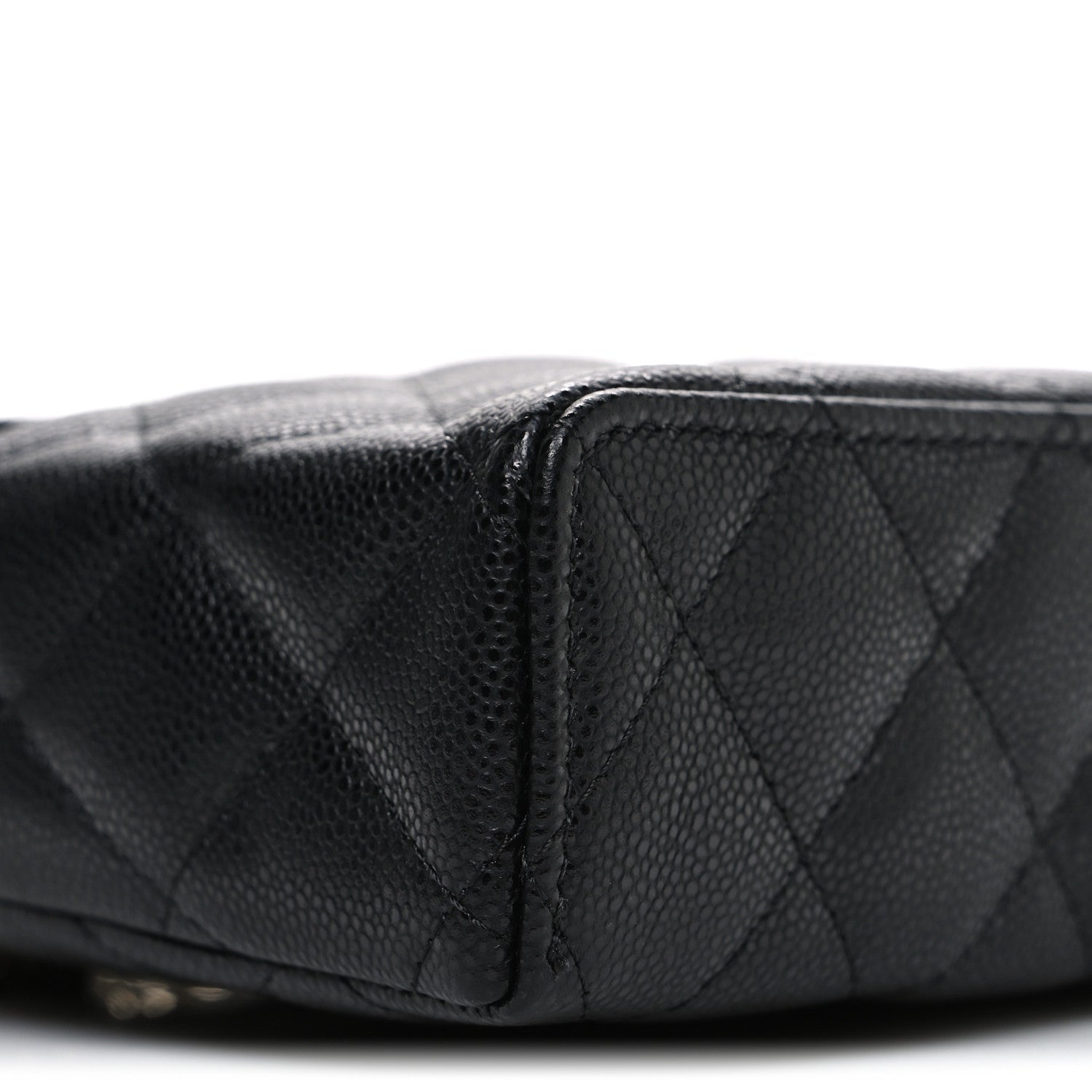 Caviar Quilted Top Handle Slim Vanity With Chain Black