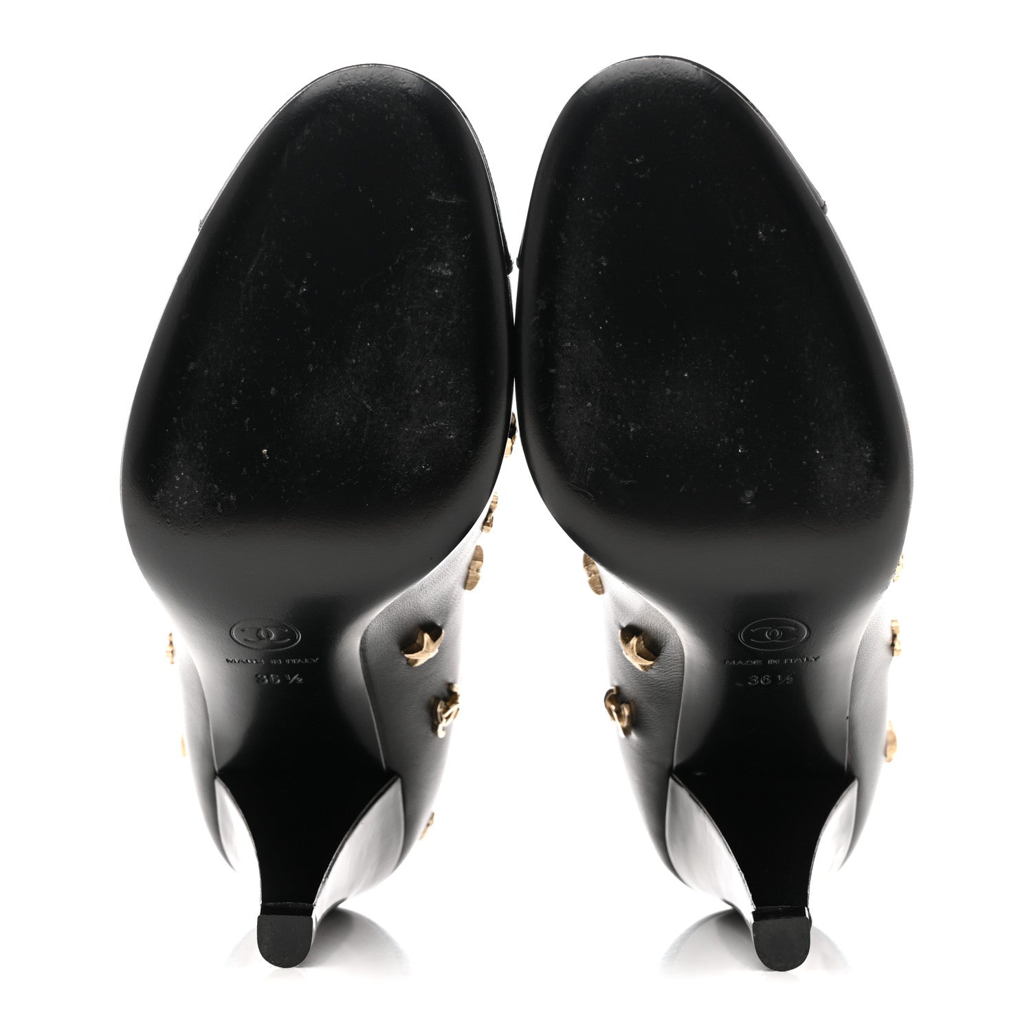 Lambskin Patent Cap Toe Charms Mary Jane Pumps 36.5 Black