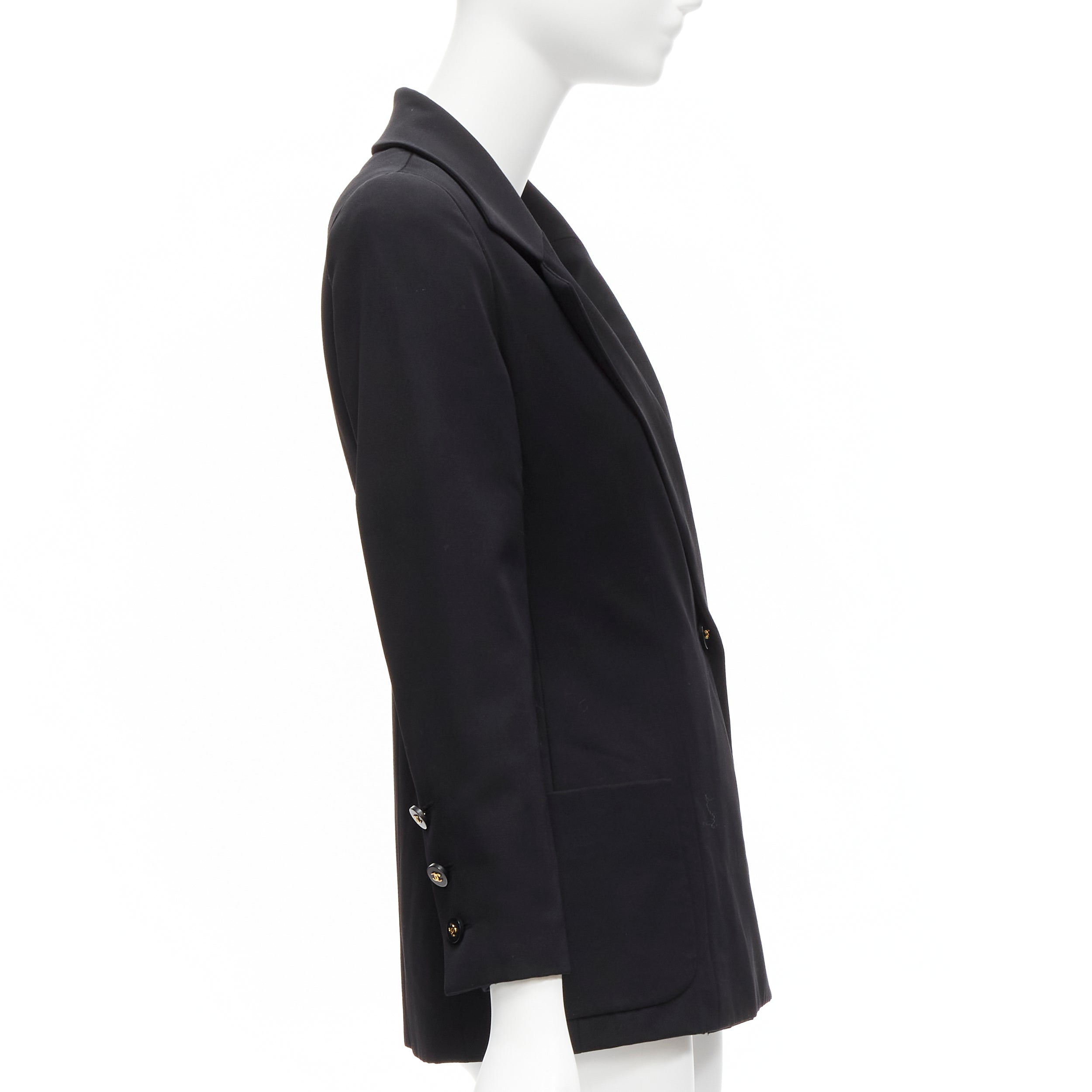 Women's Chanel wool gold cc button monogram lining blazer