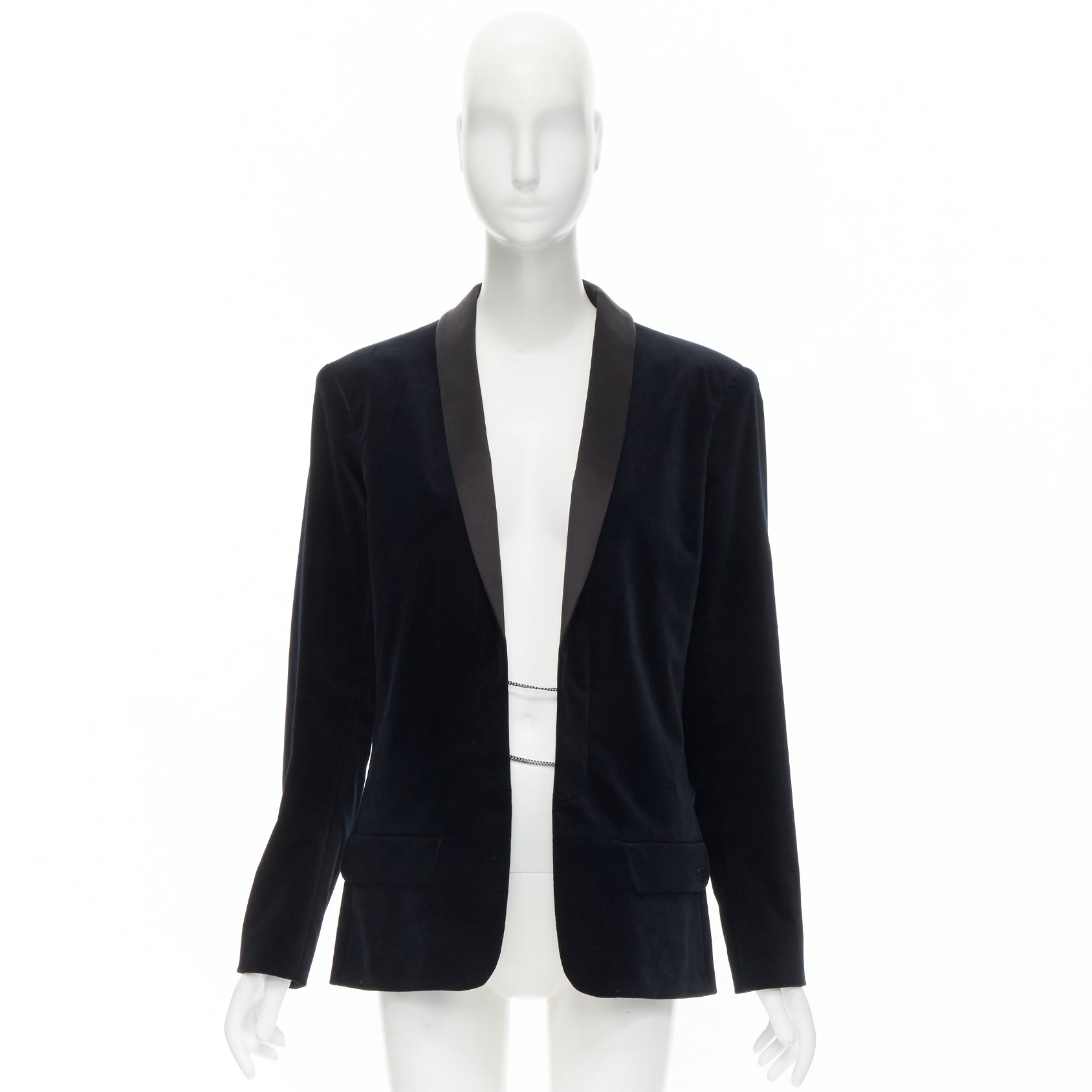 Women's Chanel paris hamburg metier d'art velvet tuxedo blazer