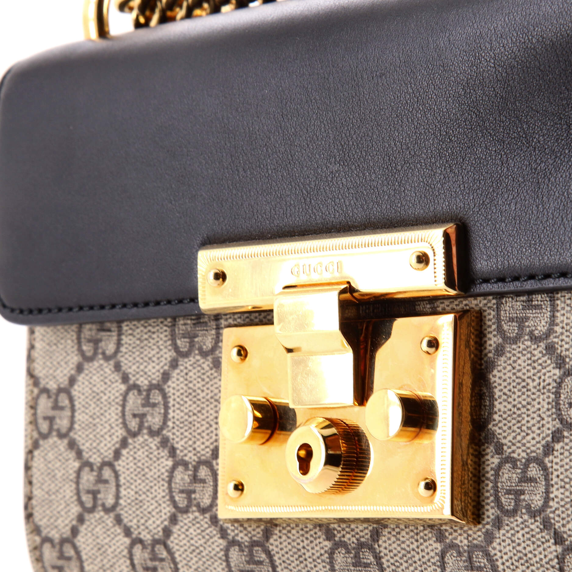 Padlock Shoulder Bag GG Coated Canvas and Leather Small