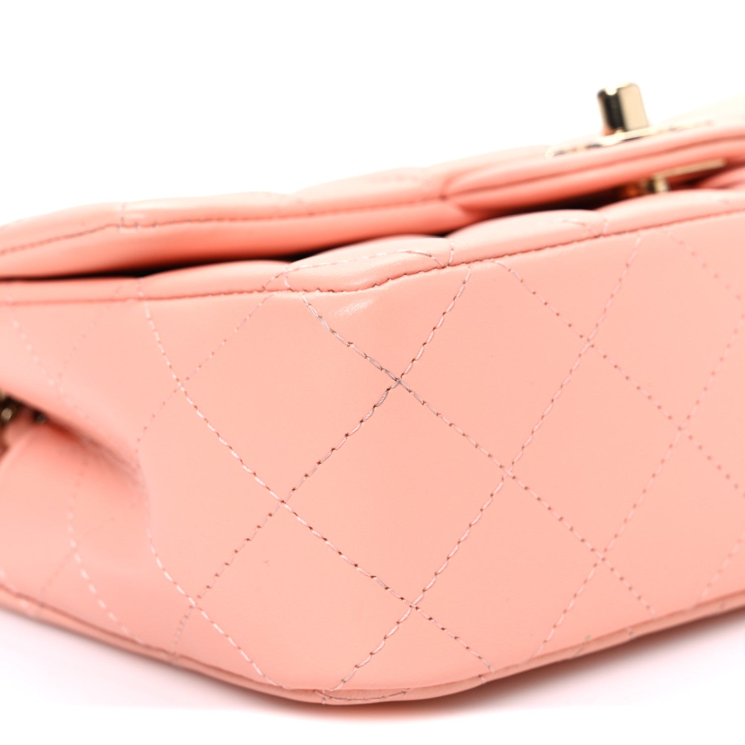 Lambskin Quilted Mini Rectangular Flap Light Pink