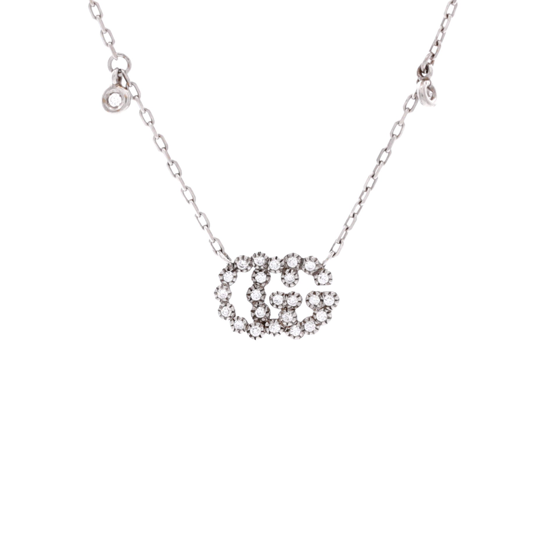 GG Running Station Necklace 18K White Gold and Diamonds