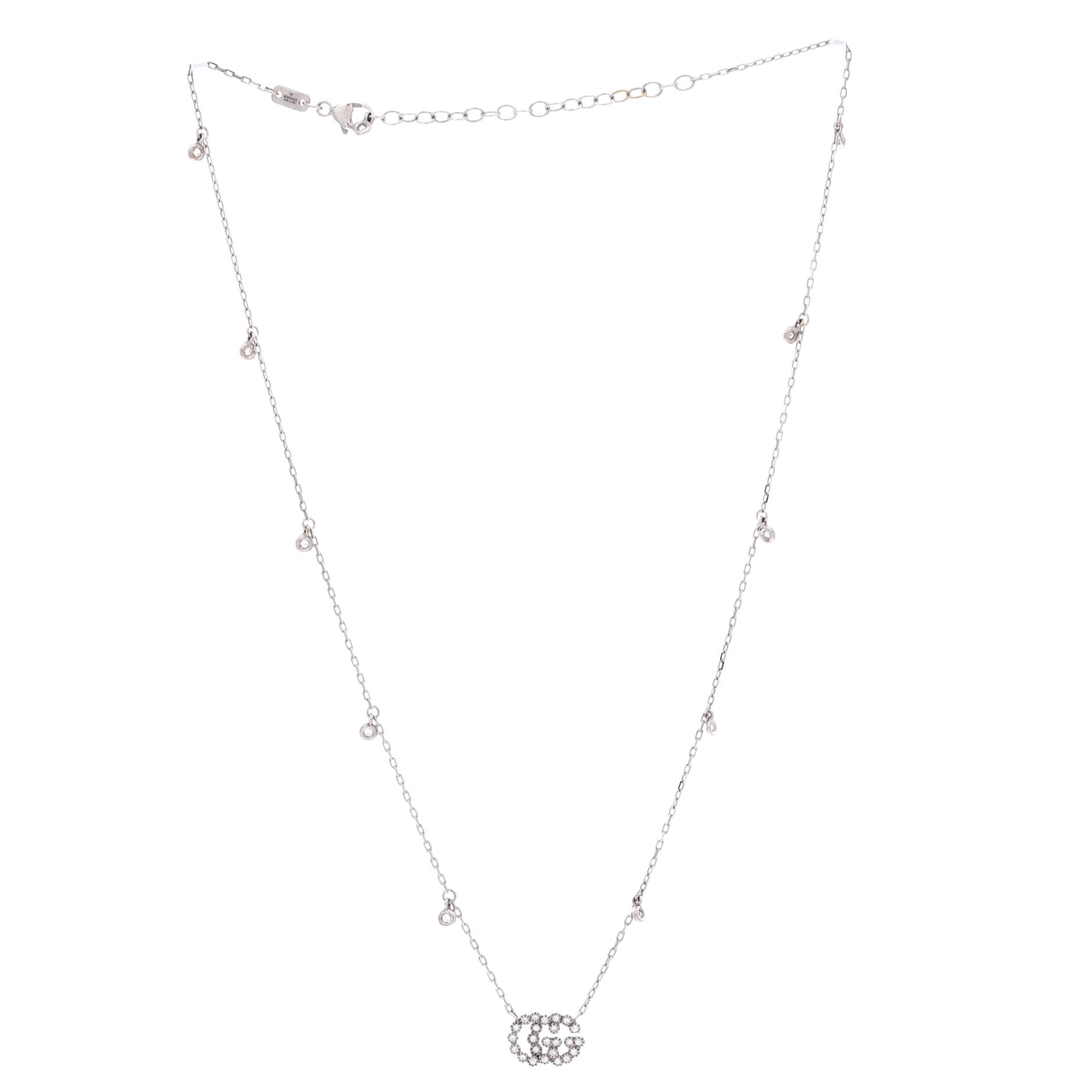 GG Running Station Necklace 18K White Gold and Diamonds
