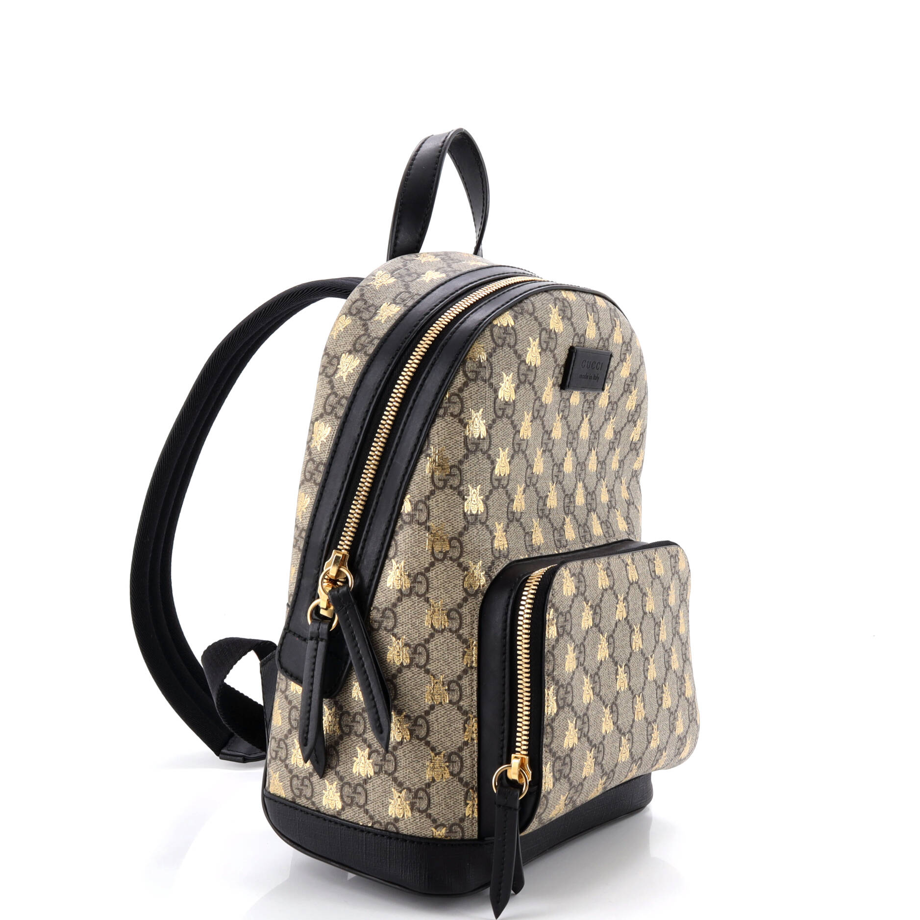 Zip Pocket Backpack Printed GG Coated Canvas Small