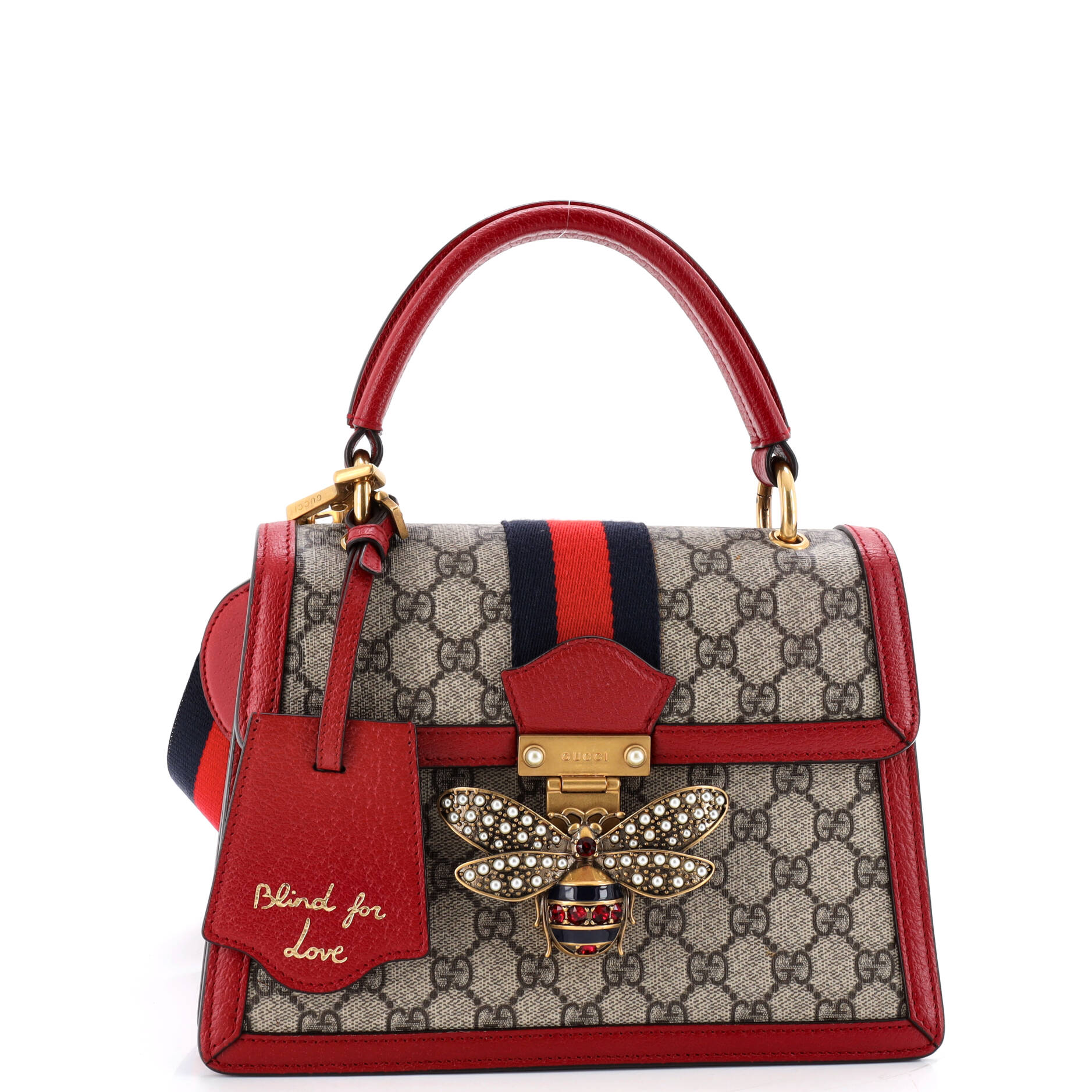 Queen Margaret Top Handle Bag GG Coated Canvas with Leather Small