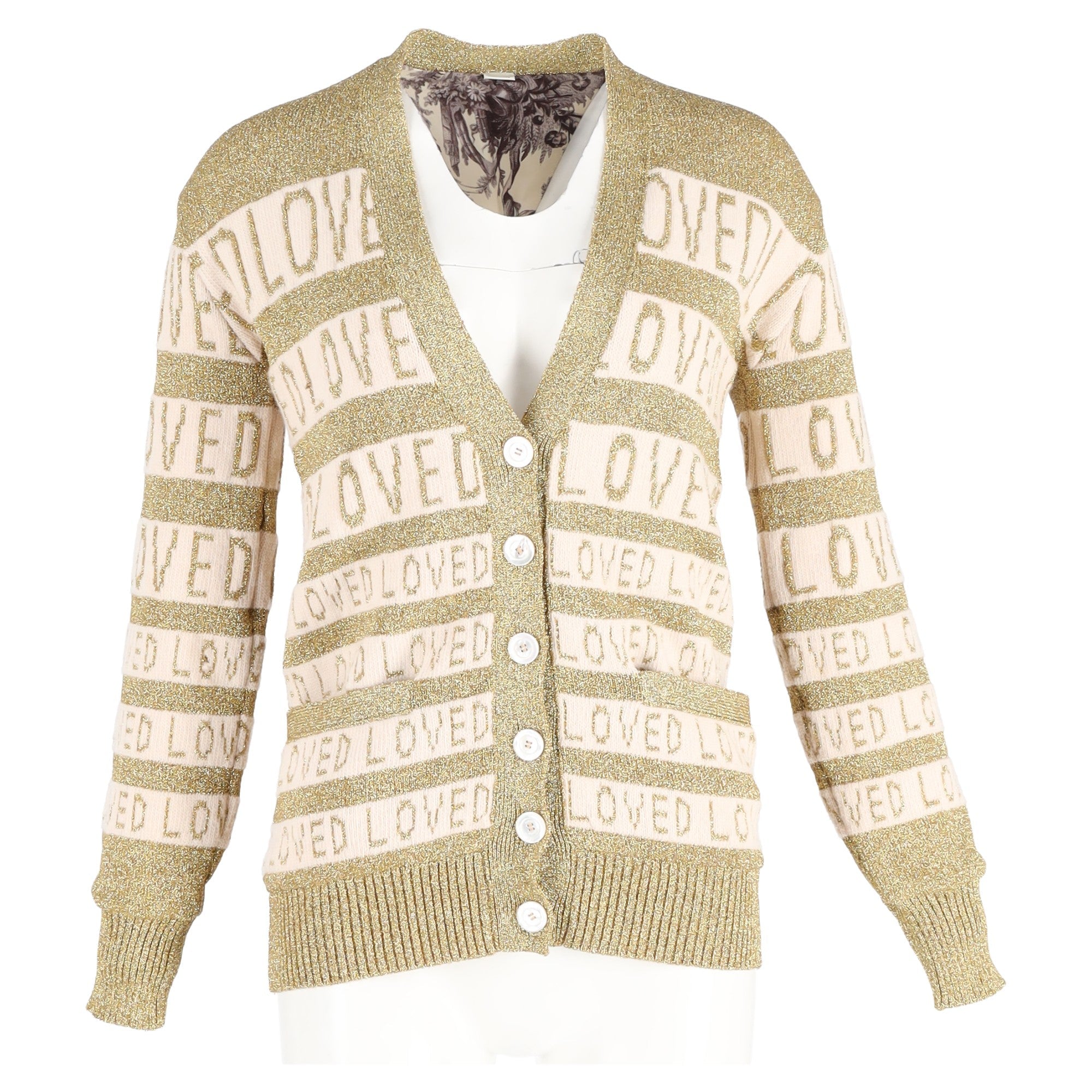 Women's Gucci Loved Oversized Lurex Cardigan in Gold Wool