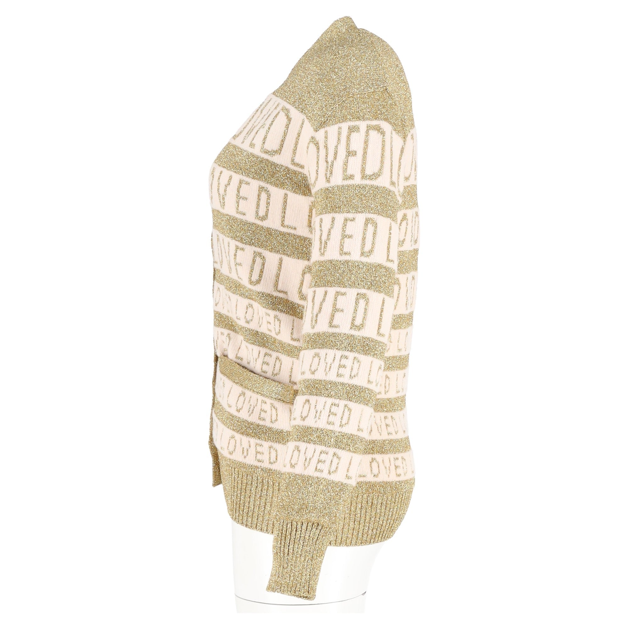 Women's Gucci Loved Oversized Lurex Cardigan in Gold Wool