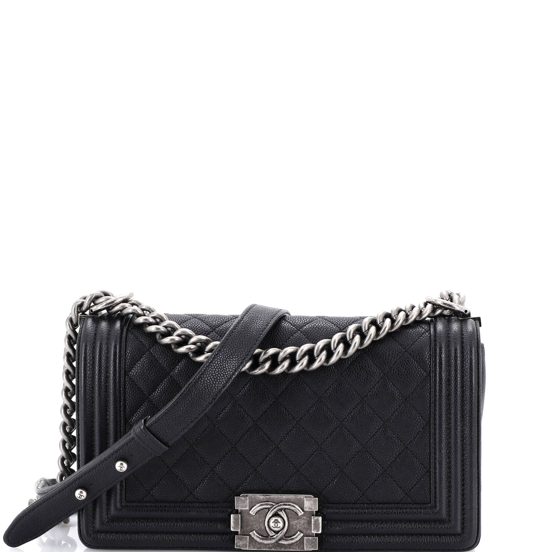 Boy Flap Bag Quilted Caviar Old Medium
