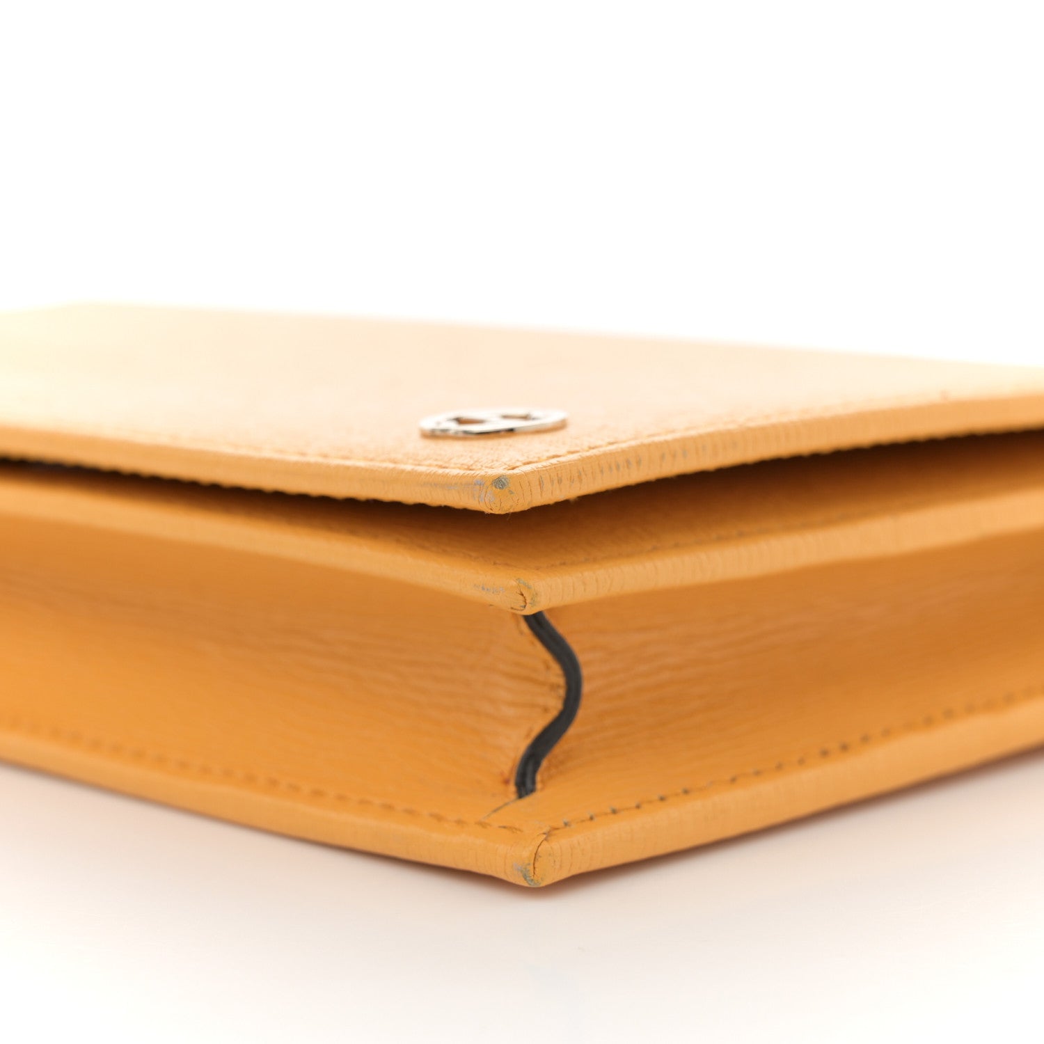 Textured Calfskin Medium Betty Chain Wallet Yellow