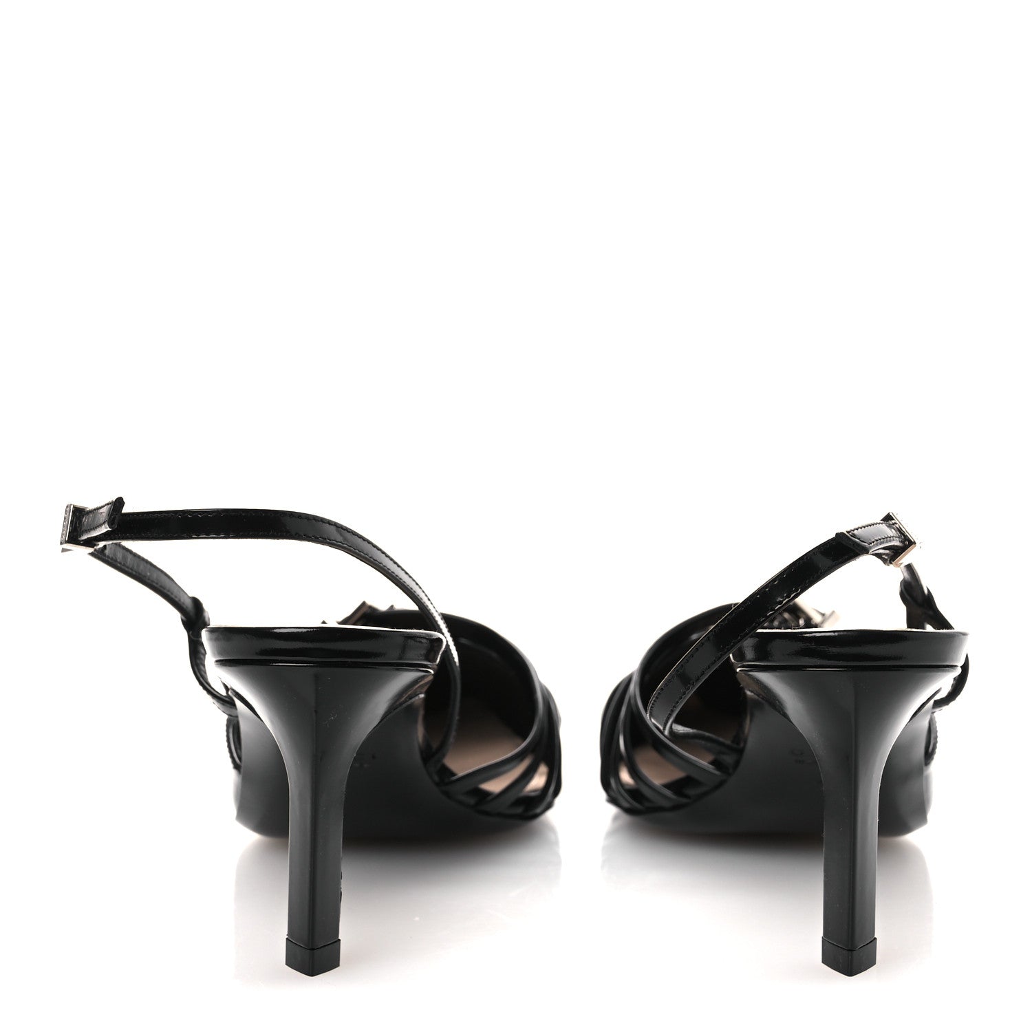 Patent Regent Calfskin Walma 65 Buckle Slingback Pumps 38 Black