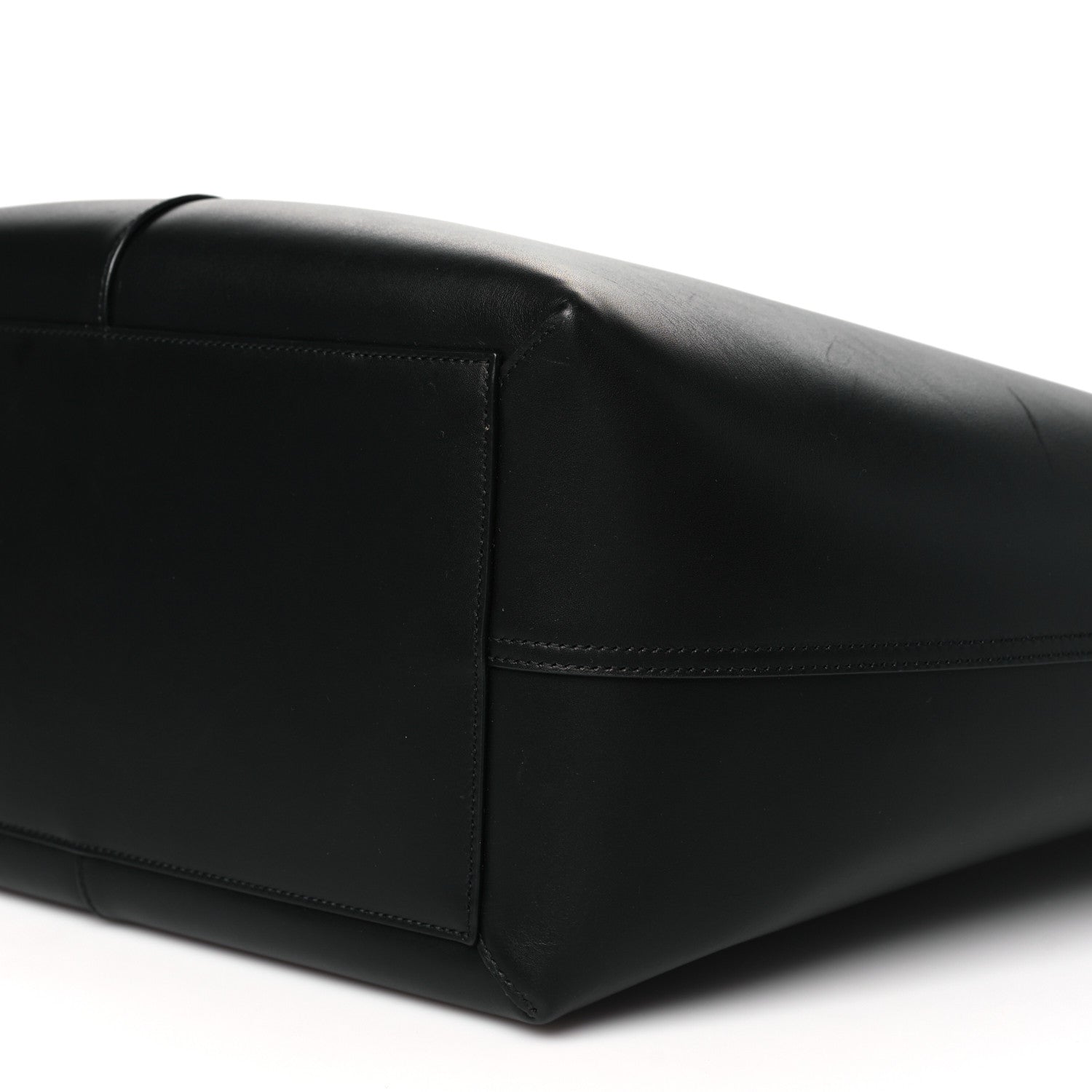 Smooth Calfskin Maxi Trapezoid Shopping Tote Black