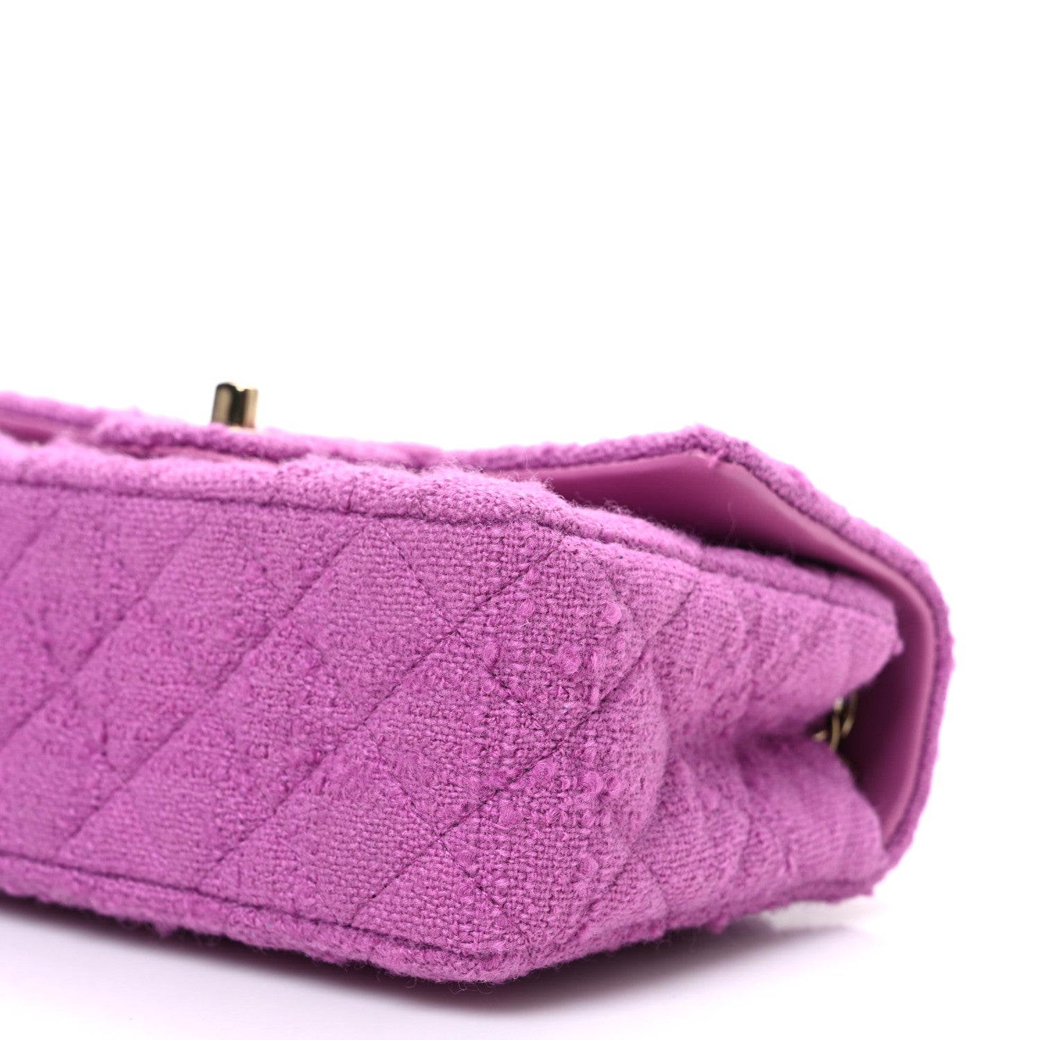 Tweed Quilted Mini Rectangular Flap Purple