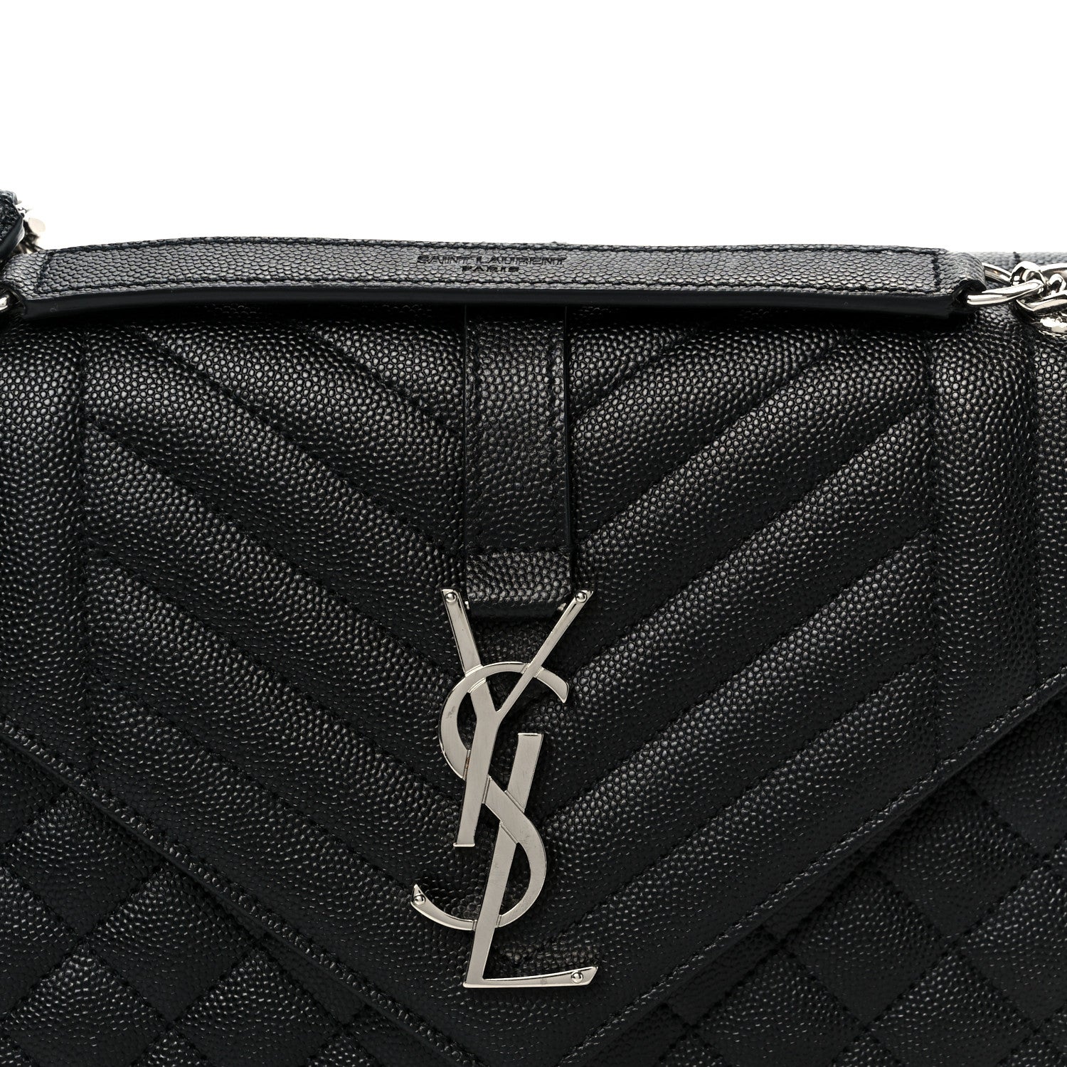 Grain De Poudre Textured Mixed Matelasse Triquilt Medium Monogram Satchel Black