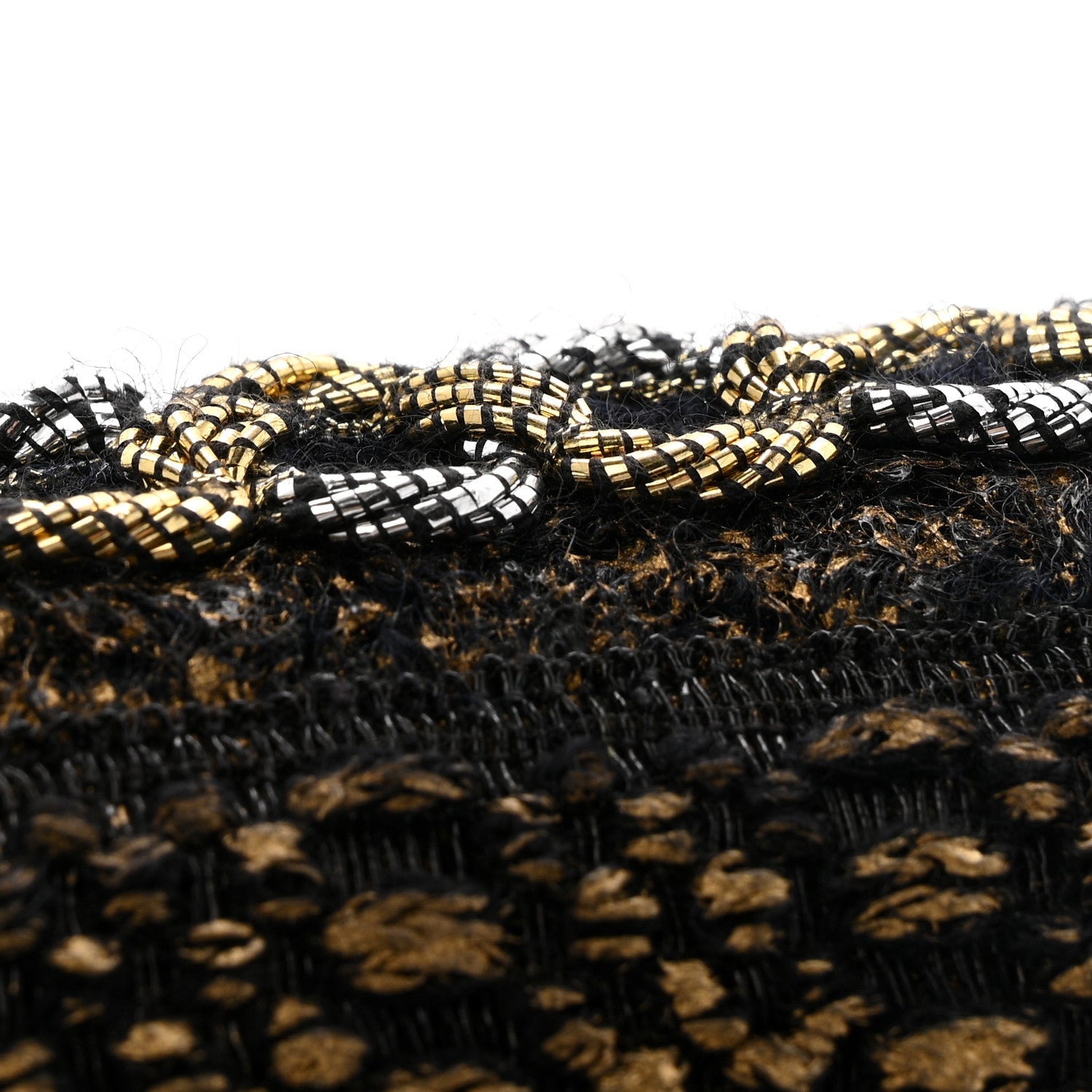 Lambskin Metallic Tweed Embroidered Mini Boy Flap Black Gold Multicolor