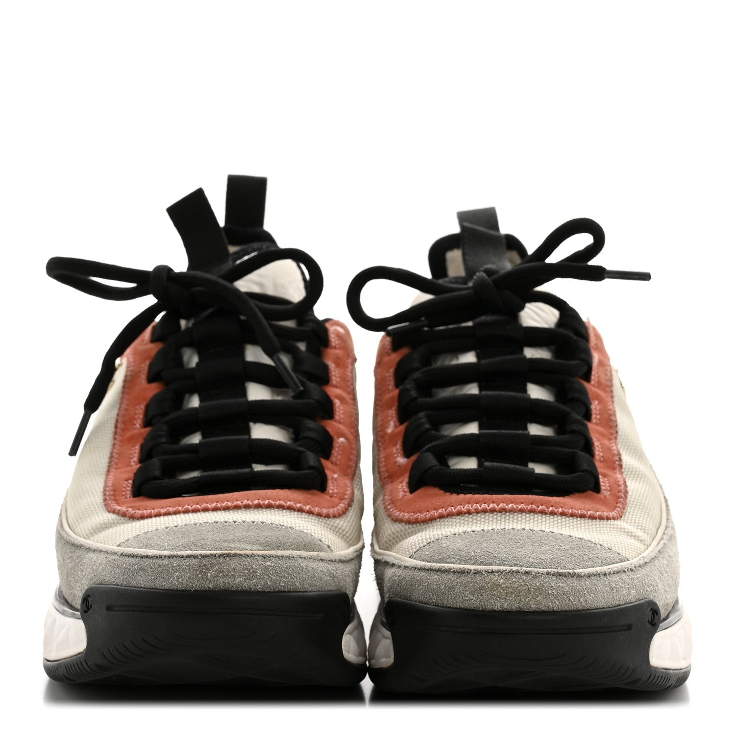 Fabric Suede CC Sneakers 38.5 White Light Grey Pink