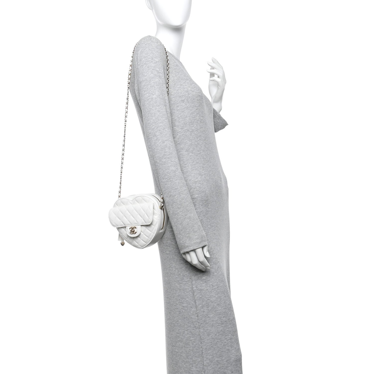 Lambskin Quilted CC In Love Heart Bag White