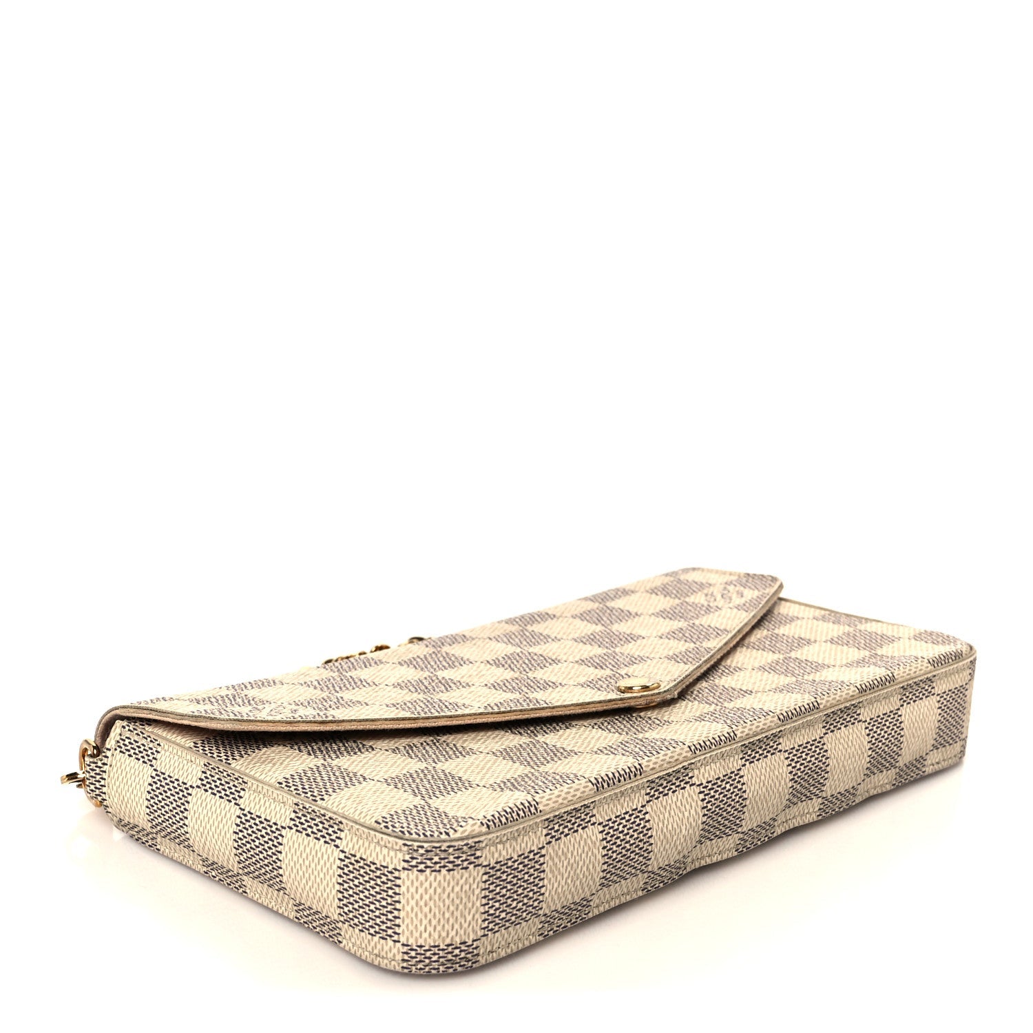 Damier Azur Pochette Felicie Chain Wallet Rose Ballerine