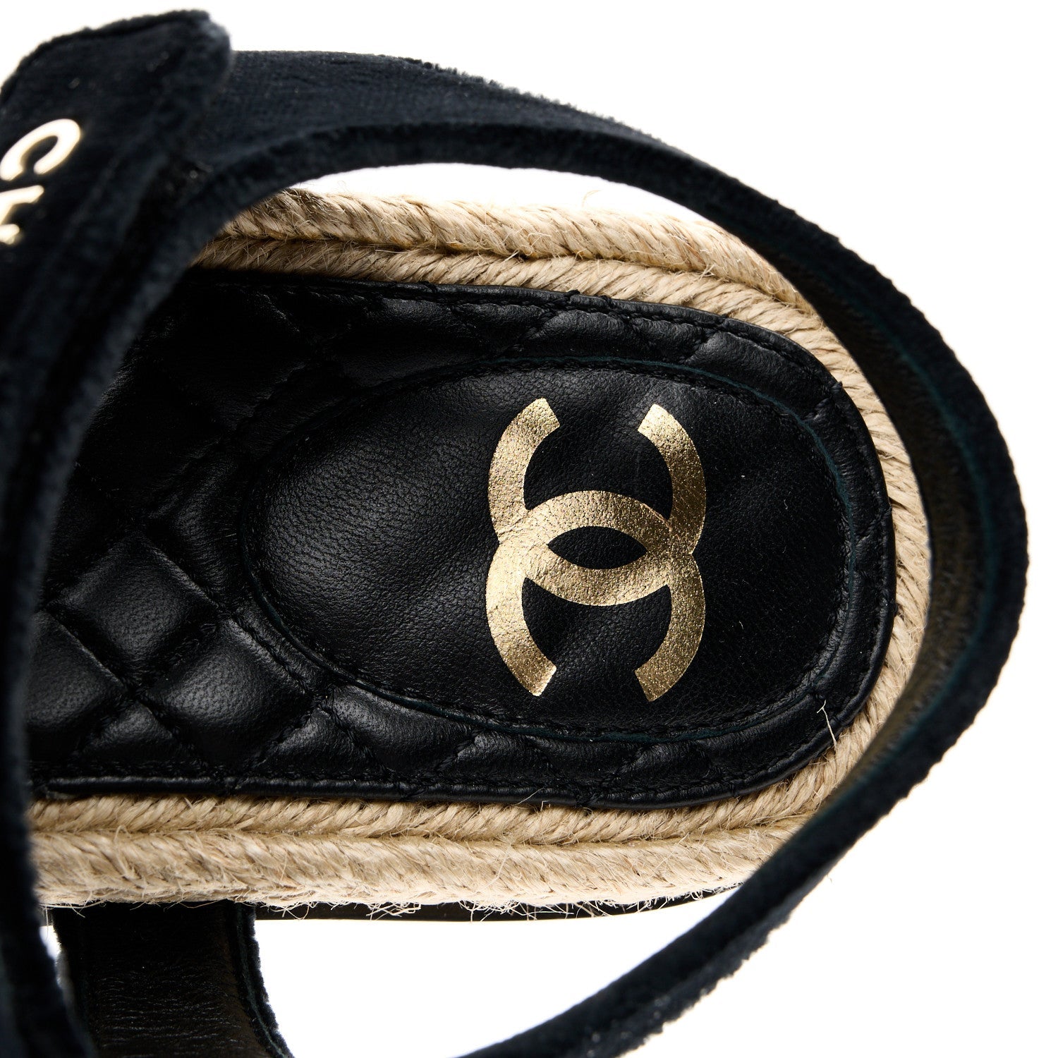 Velvet Lambskin CC Flat Sandals 40 Black