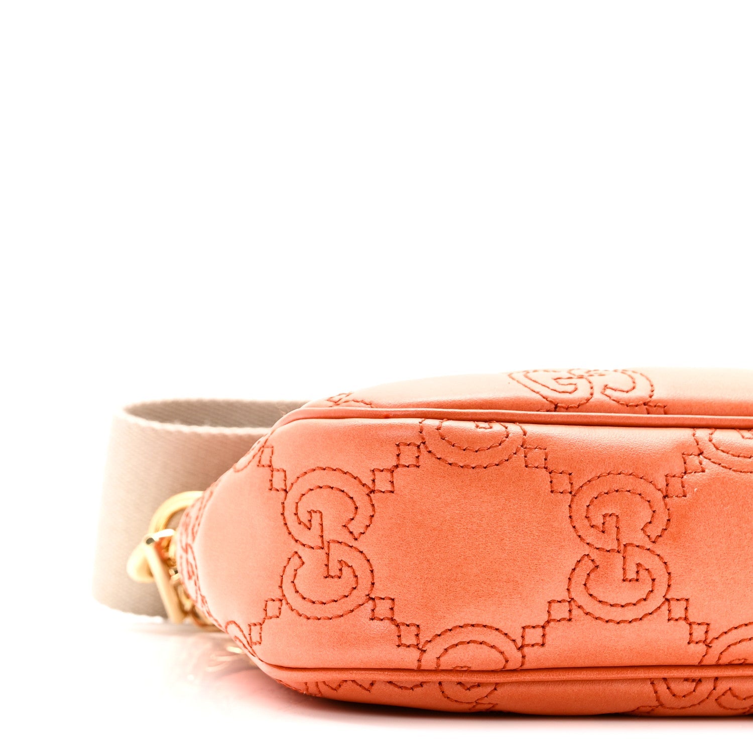Calfskin GG Matelasse Chain Handbag Deep Orange Natural