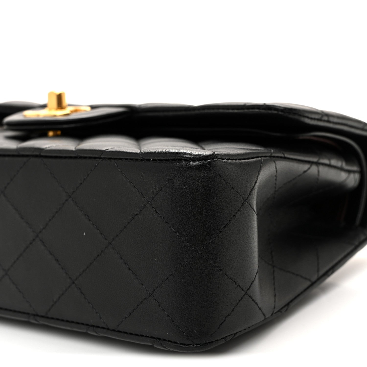 Lambskin Quilted Small Double Flap Black