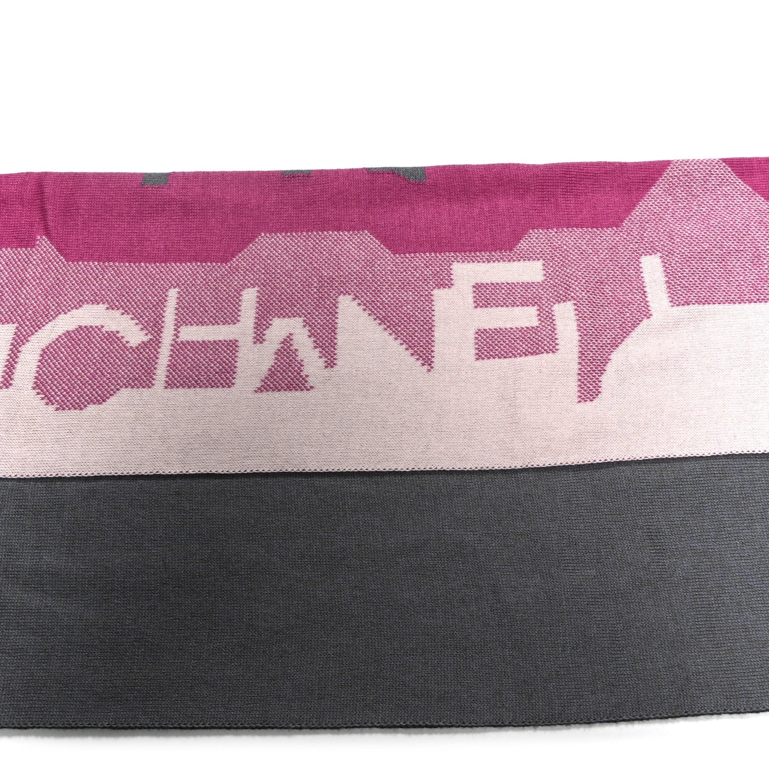 Knit Logo Printed Stole Pink Grey