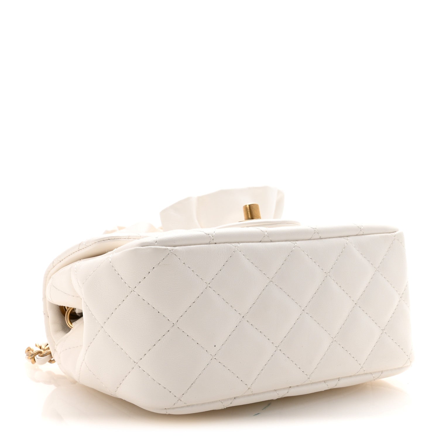 Lambskin Quilted Mini Romance Square Flap White