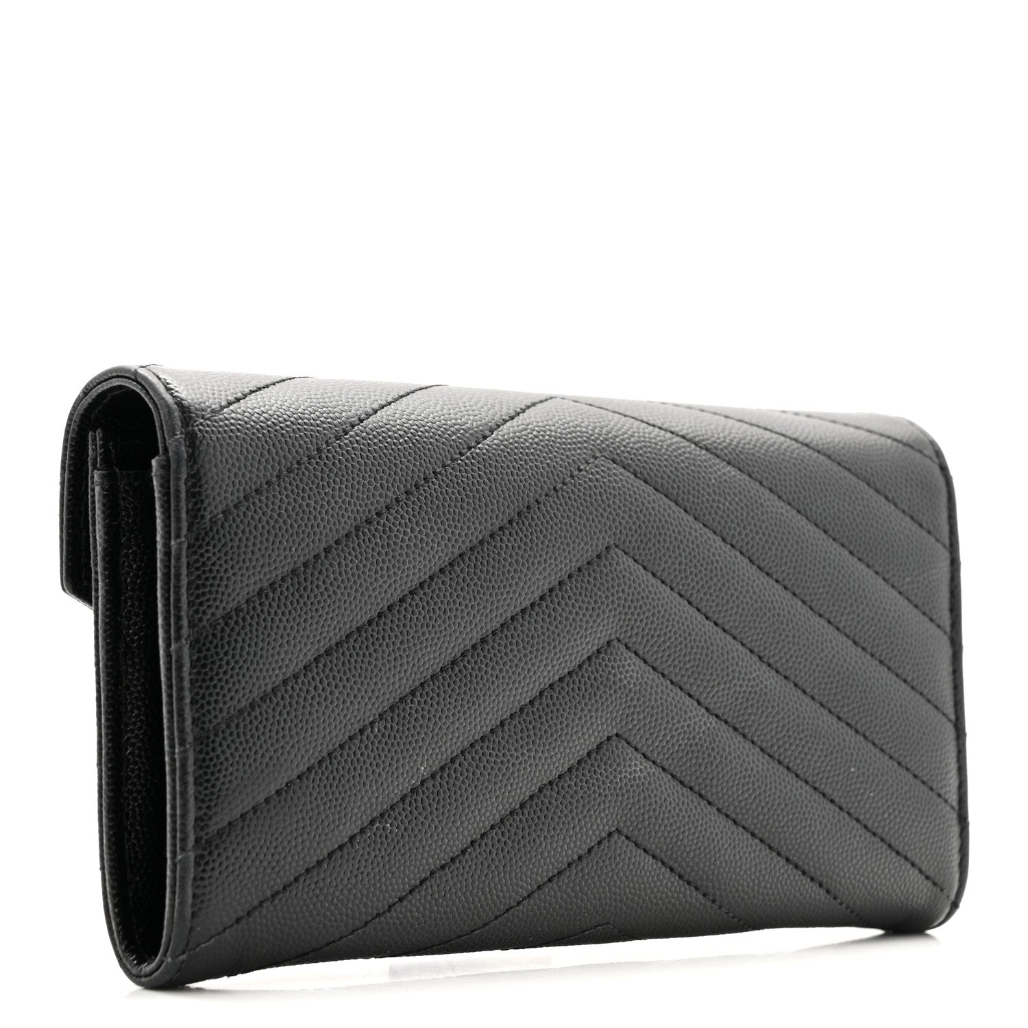 Grain De Poudre Matelasse Chevron Monogram Flap Wallet Black