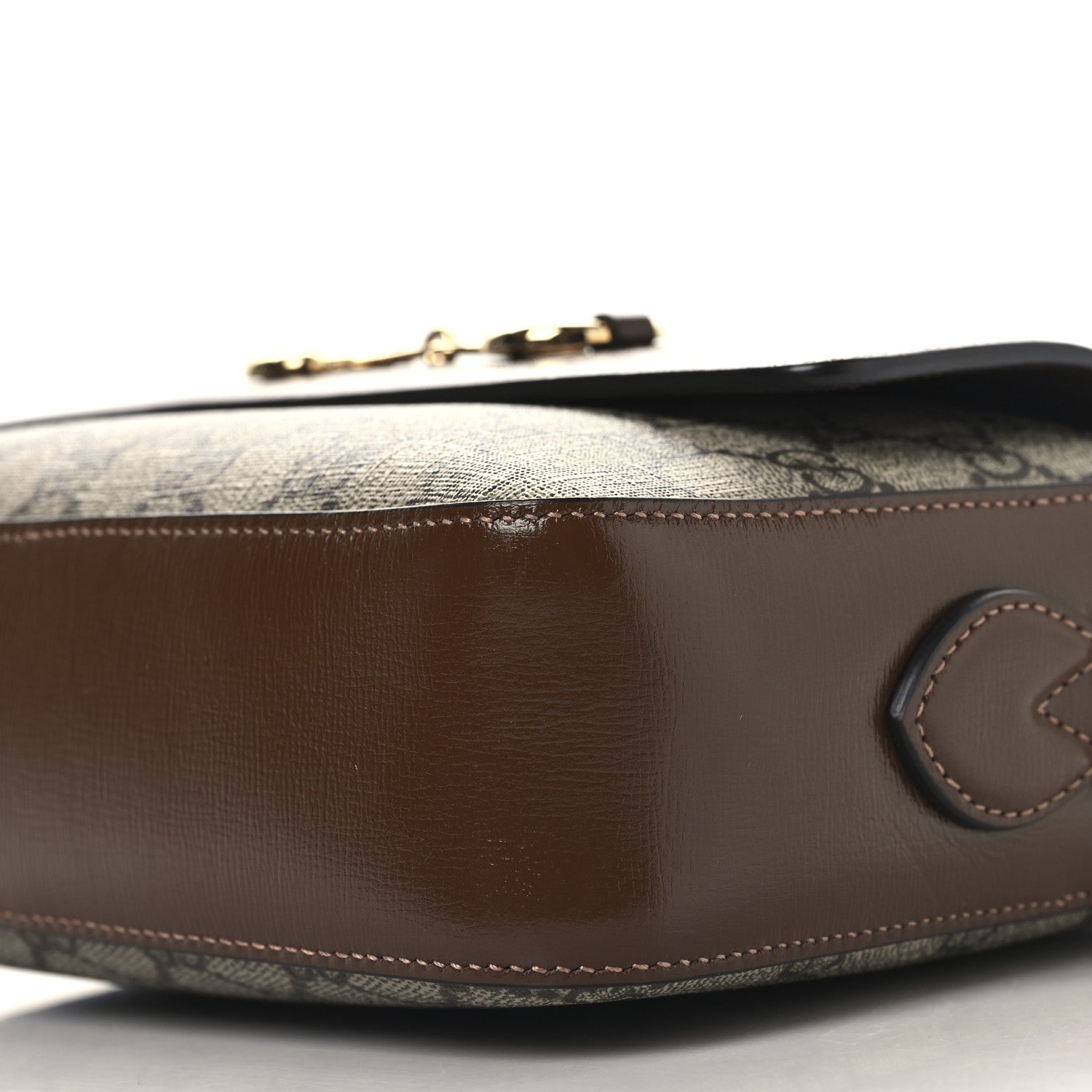 GG Supreme Monogram Small Horsebit 1955 Shoulder Bag Beige Brown Sugar