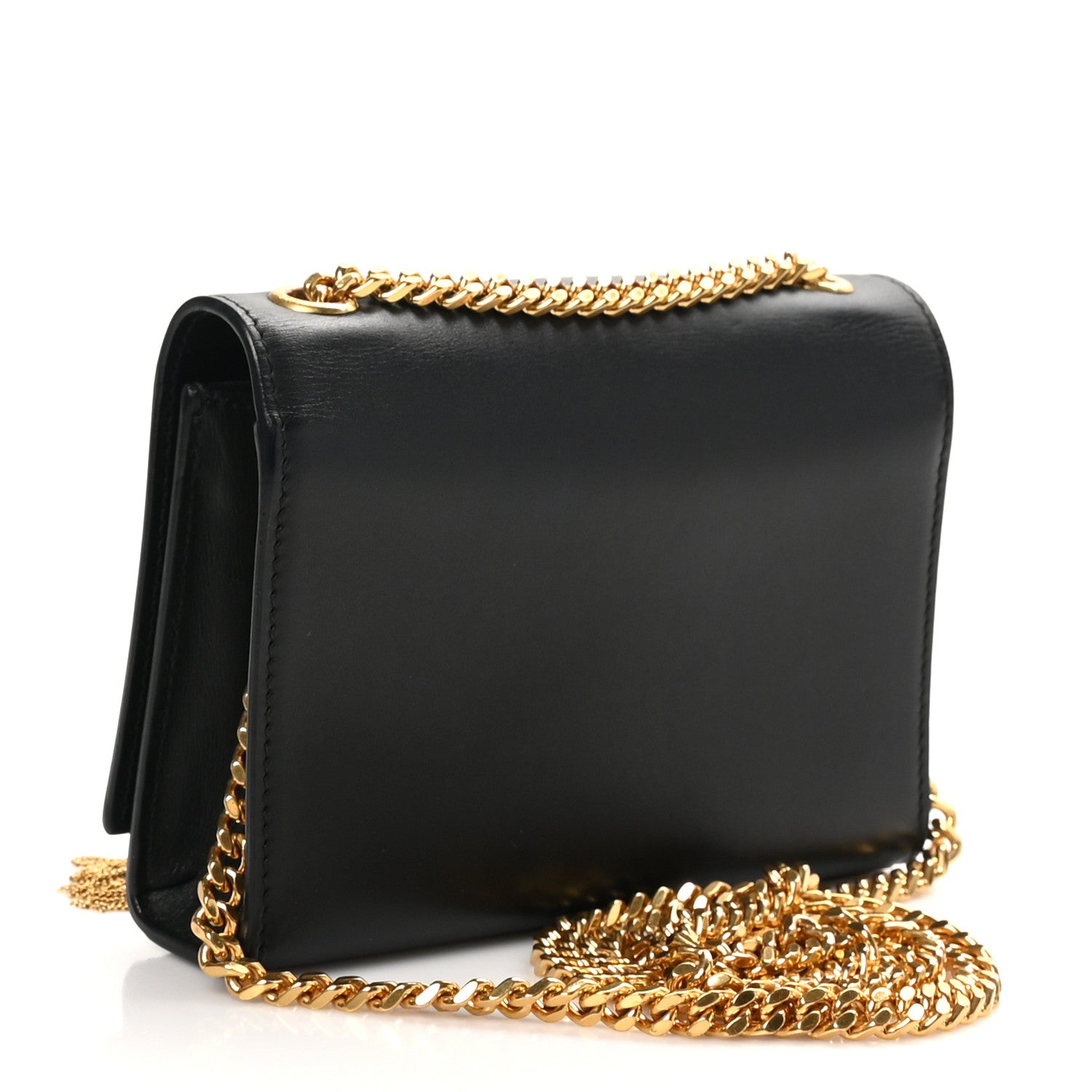 Calfskin Small Classic Monogram Kate Tassel Satchel Black
