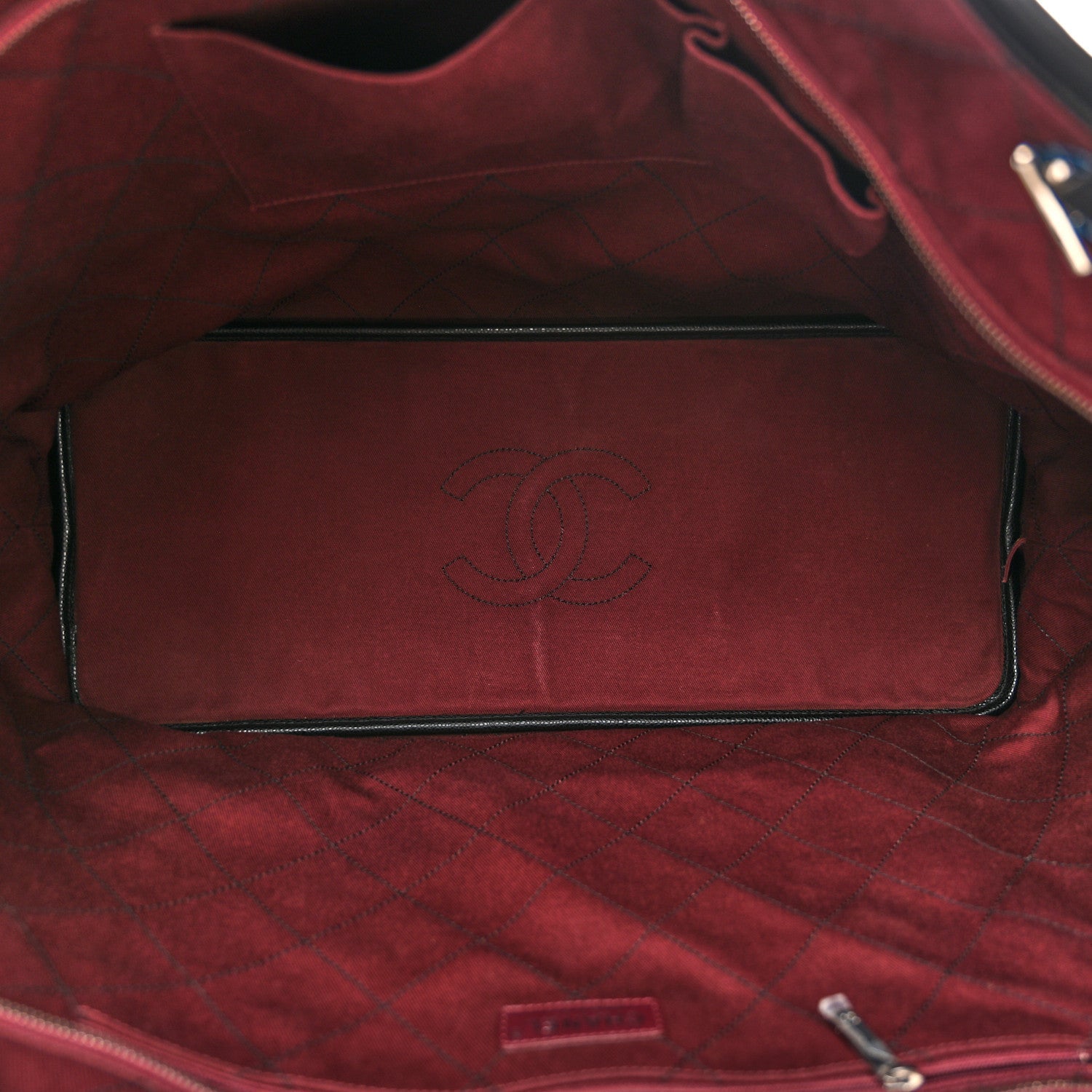 Grained Calfskin Large Shopping Fever Tote Black