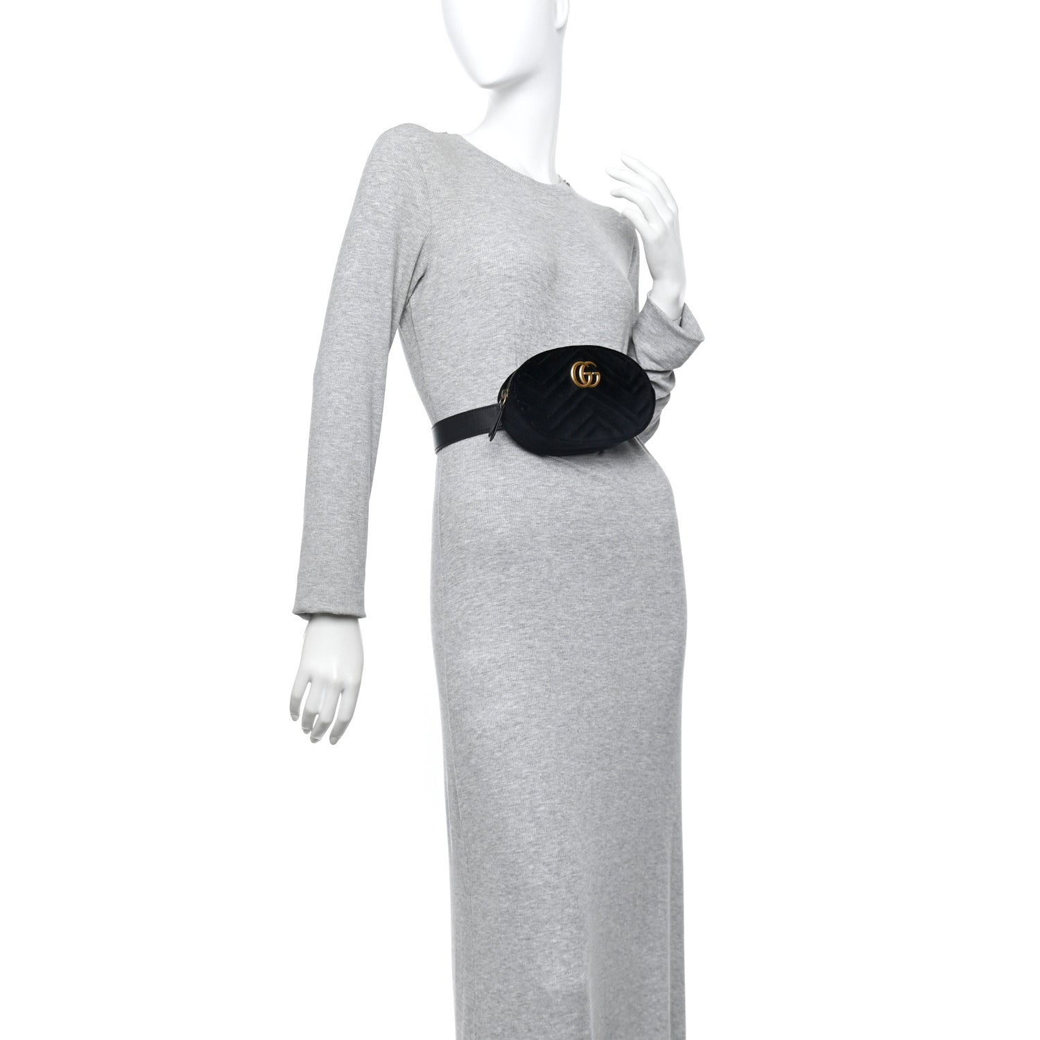 Velvet Matelasse GG Marmont Belt Bag 85 34 Black
