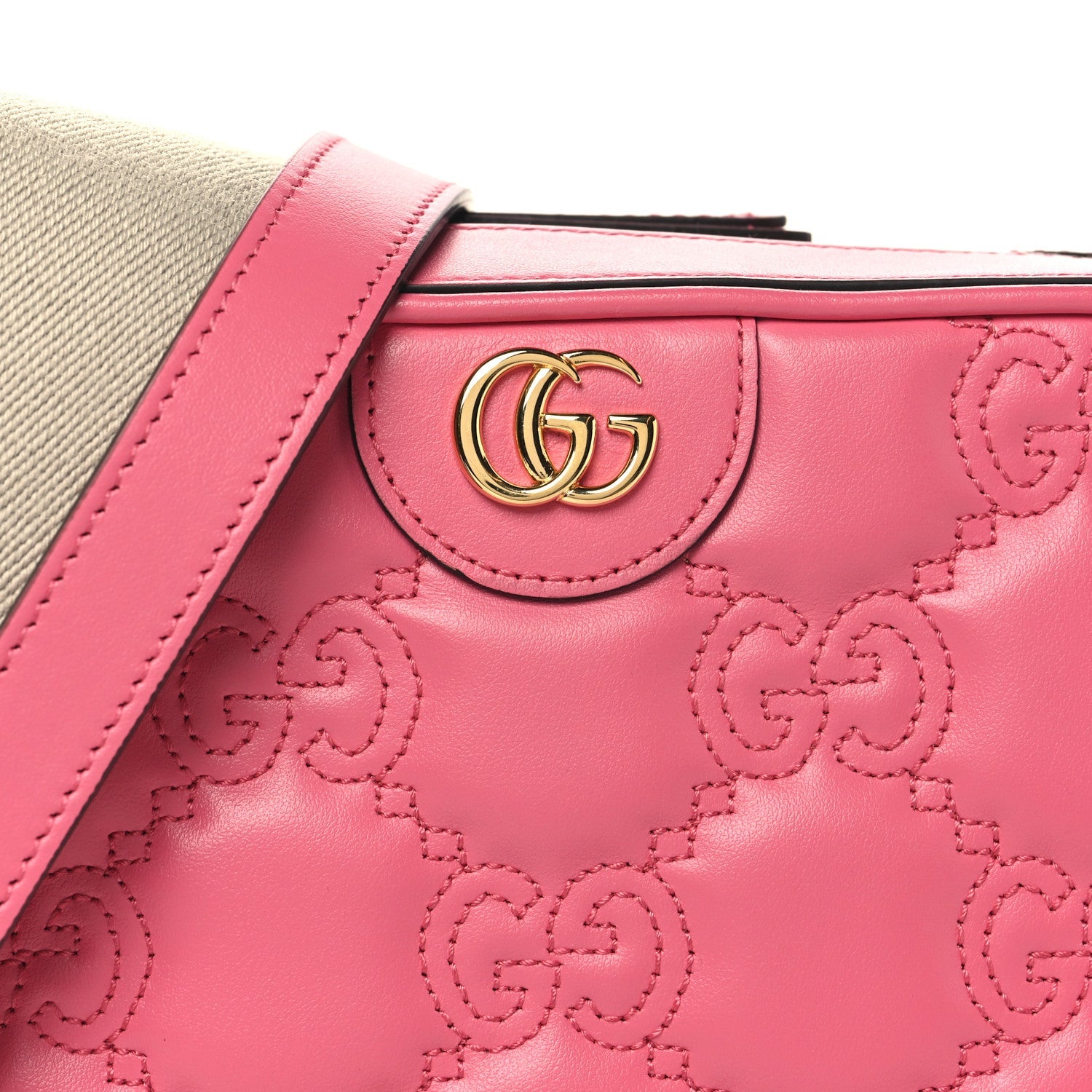 Calfskin GG Matelasse Small Shoulder Bag Rhodamine Pink Natural