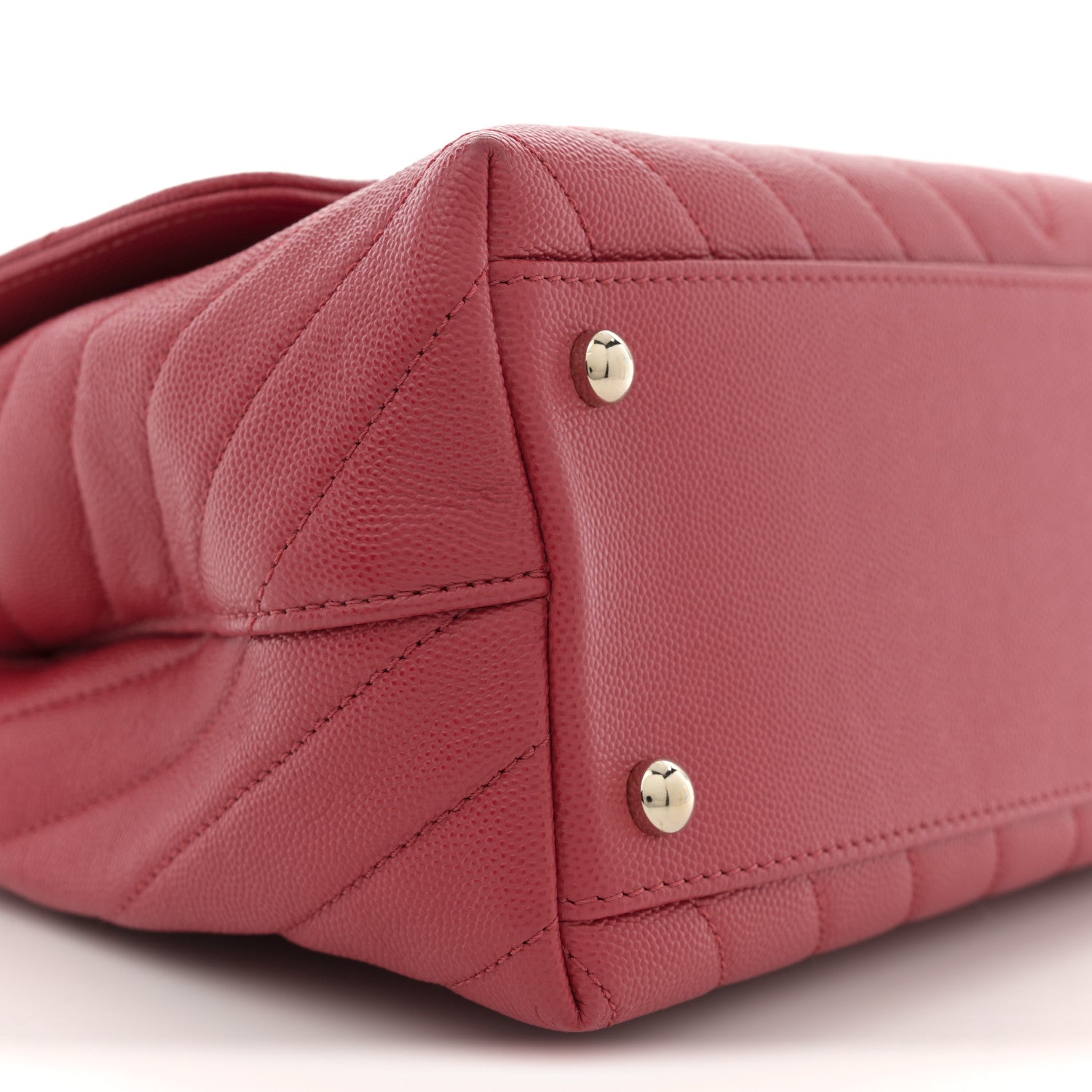 Caviar Chevron Quilted Small Coco Handle Flap Red