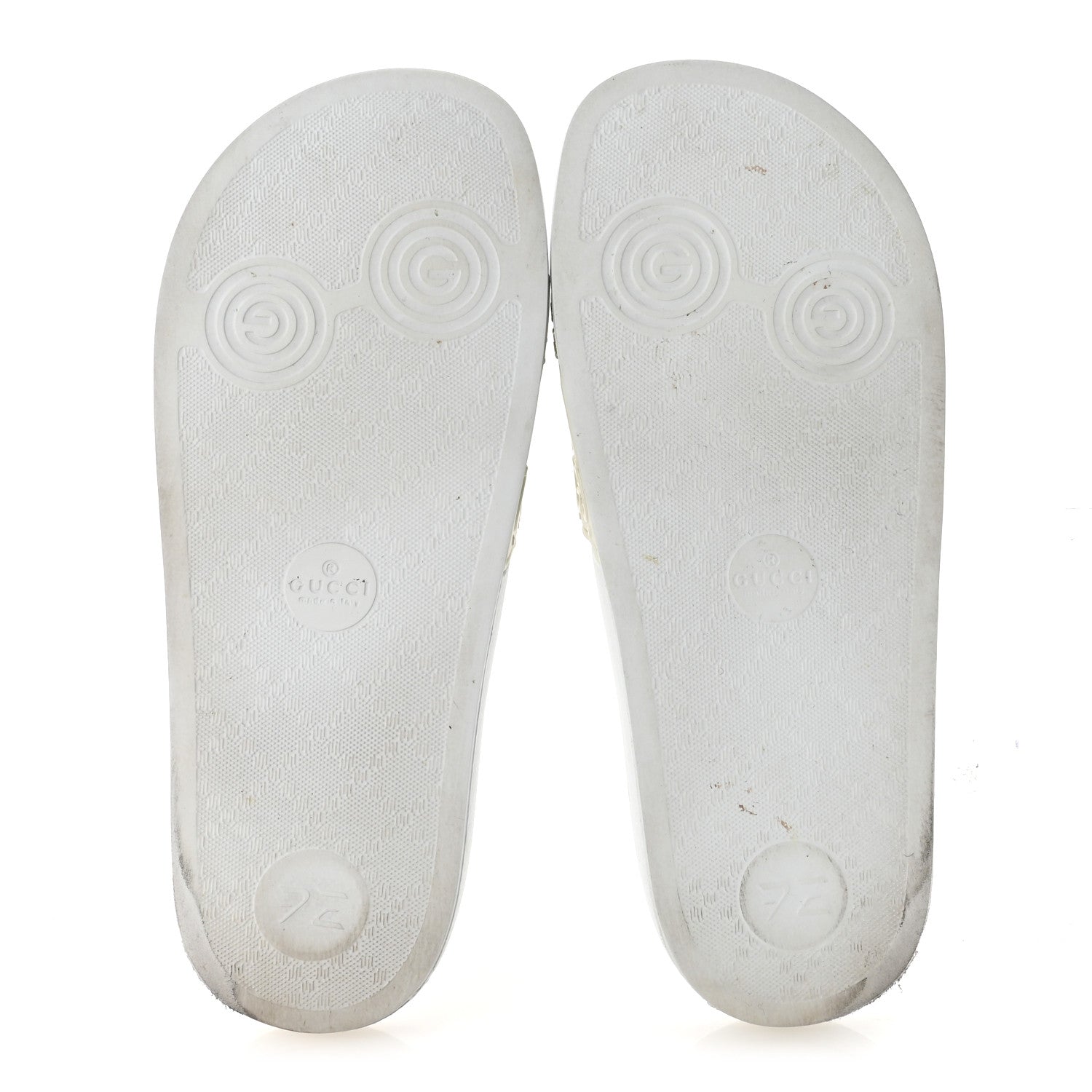Rubber GG Monogram Perforated Womens Slide Sandals 38 Great White
