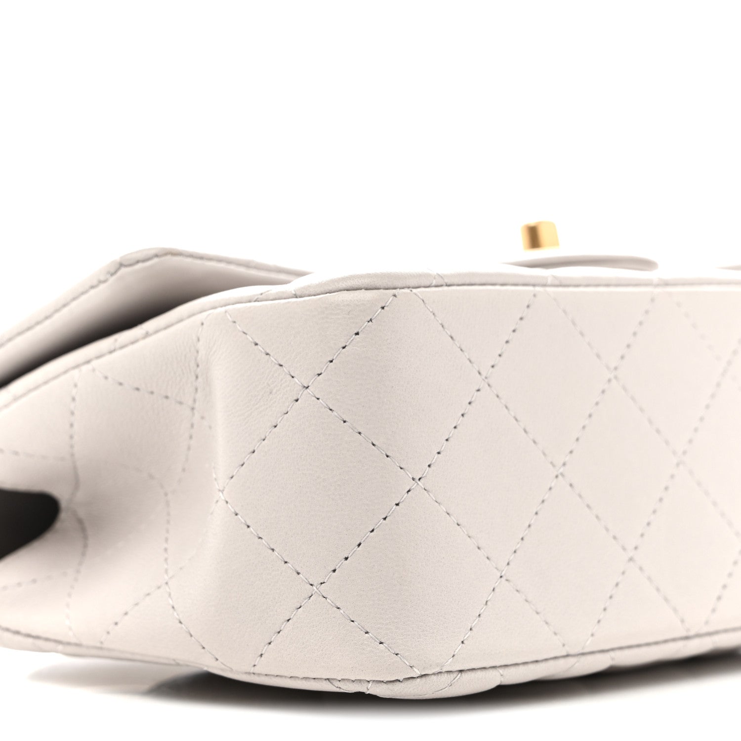 Lambskin Quilted Mini Top Handle Rectangular Flap Grey